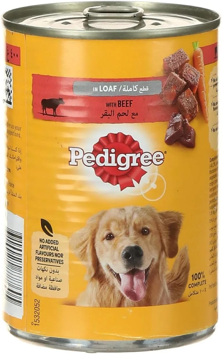 کنسرو غذای سگ با طعم گوشت گاو پدیگری 400 گرمی