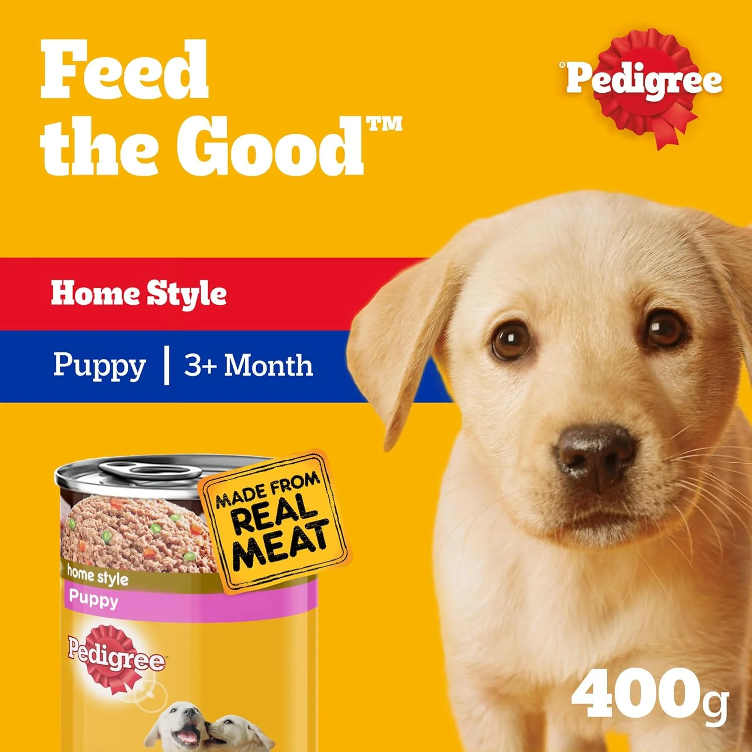 غذای مرطوب سگ پدیگری، غذای مرطوب توله سگ، مرغ و سبزیجات 400 گرمی، غذای مرطوب کامل و متعادل برای توله سگ ها