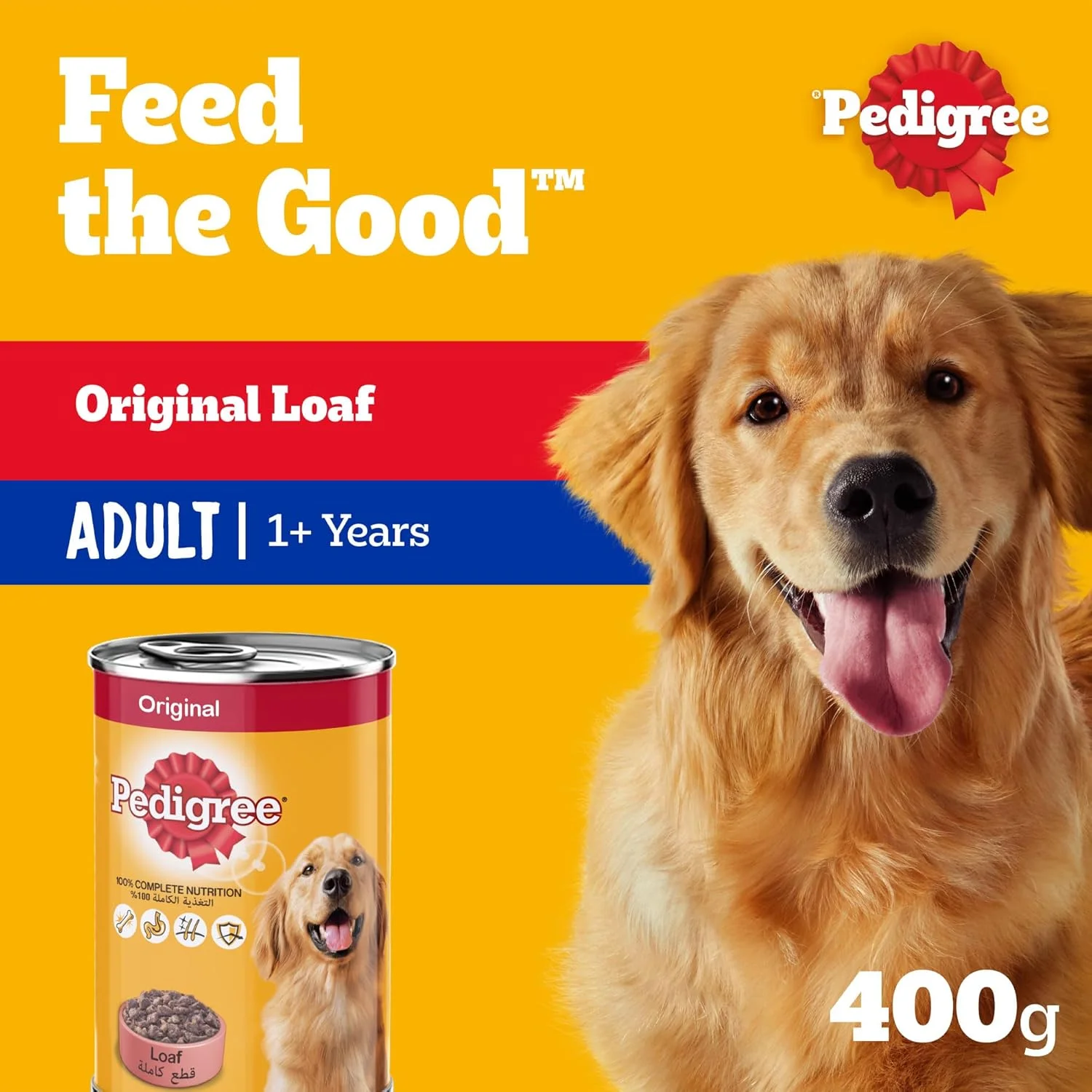 غذای سگ پدیگری، غذای مرطوب نان اورجینال سگ، 400 گرم، غذای مرطوب کامل و متعادل برای سگ های بالغ