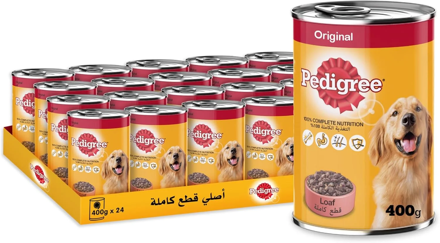 غذای سگ پدیگری، غذای مرطوب نان اورجینال سگ، بسته 24 عددی 400 گرمی، غذای مرطوب کامل و متعادل برای سگ های بالغ