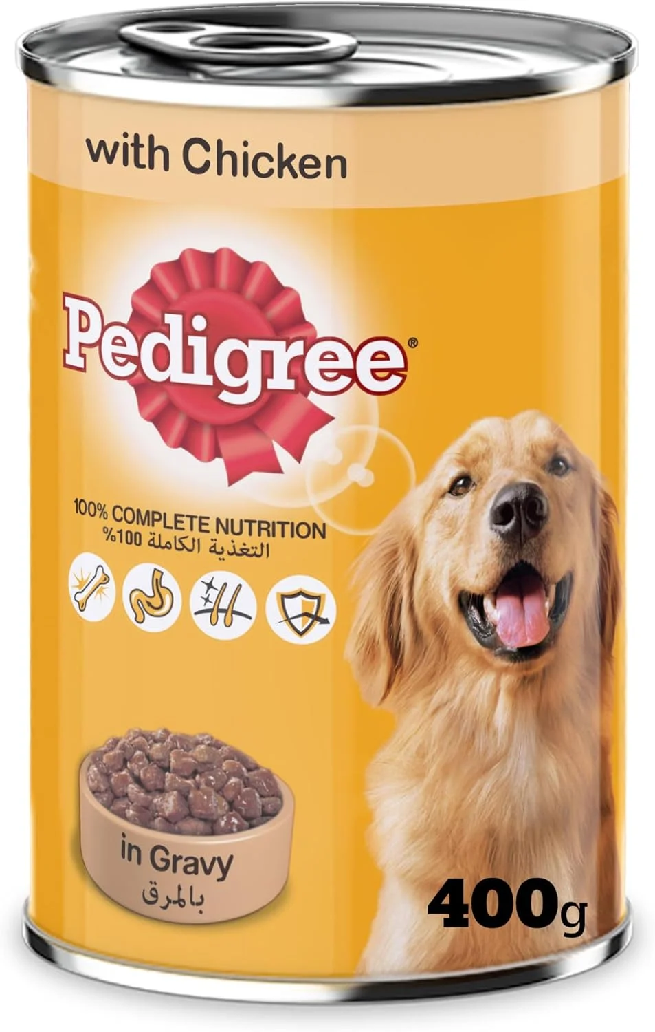 غذای سگ پدیگری، غذای مرطوب سگ با طعم مرغ در آب گوشت، 400 گرم، غذای مرطوب کامل و متعادل برای سگ های بالغ