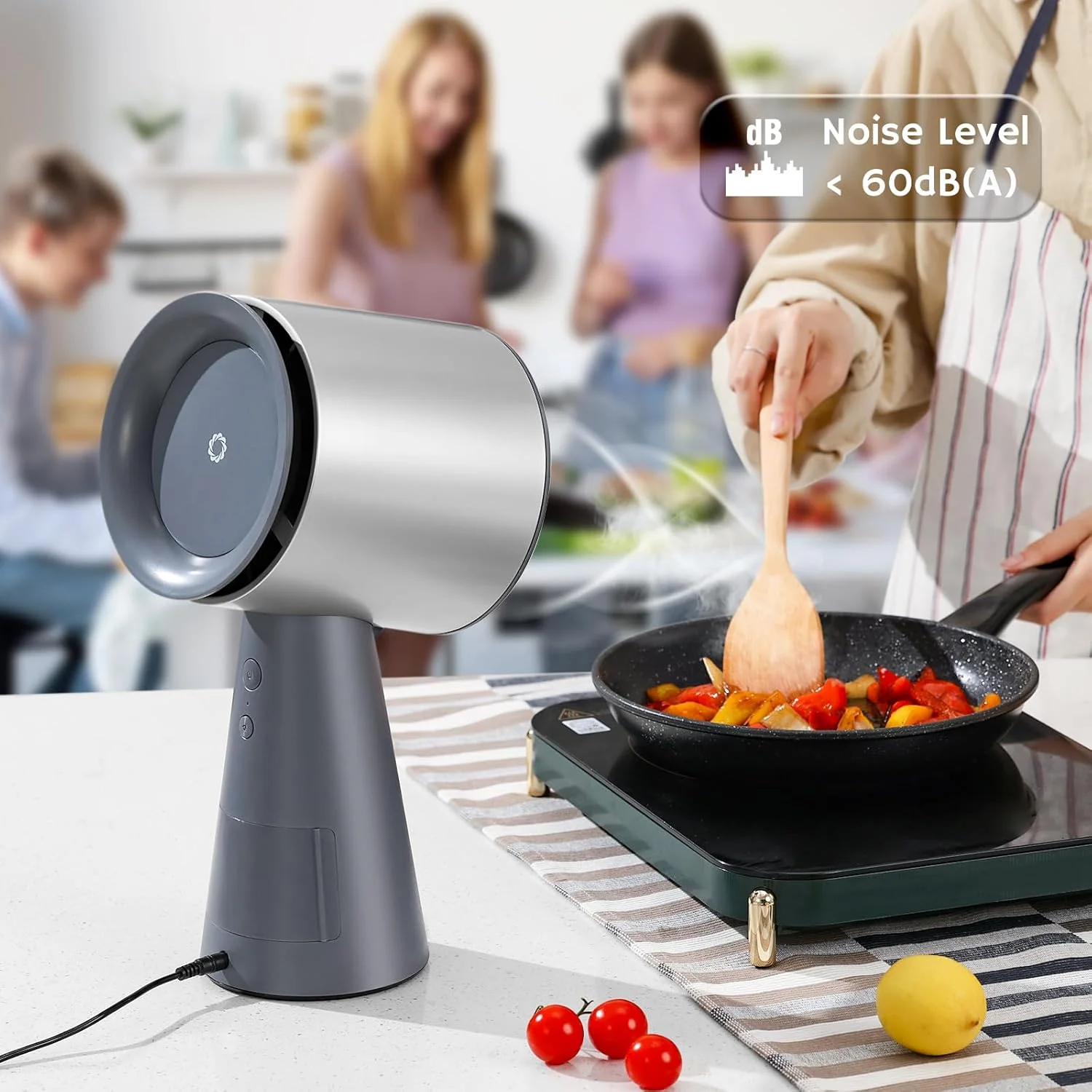 هود رومیزی ایرثیریال RH180 با 3 سرعت و فنجان بزرگ جمع آوری روغن، فیلتر کربنی آلومینیومی جداشدنی، فن تهویه آشپزخانه قابل حمل با صدای کم برای پخت و پز، نقره ای