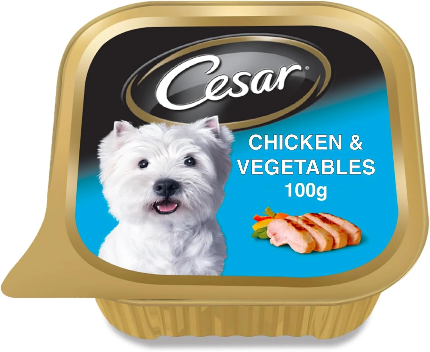 غذای سگ سزار، غذای مرطوب سگ با طعم مرغ و سبزیجات 100 گرمی، فرموله شده بدون غلات، تغذیه کامل و متعادل سگ