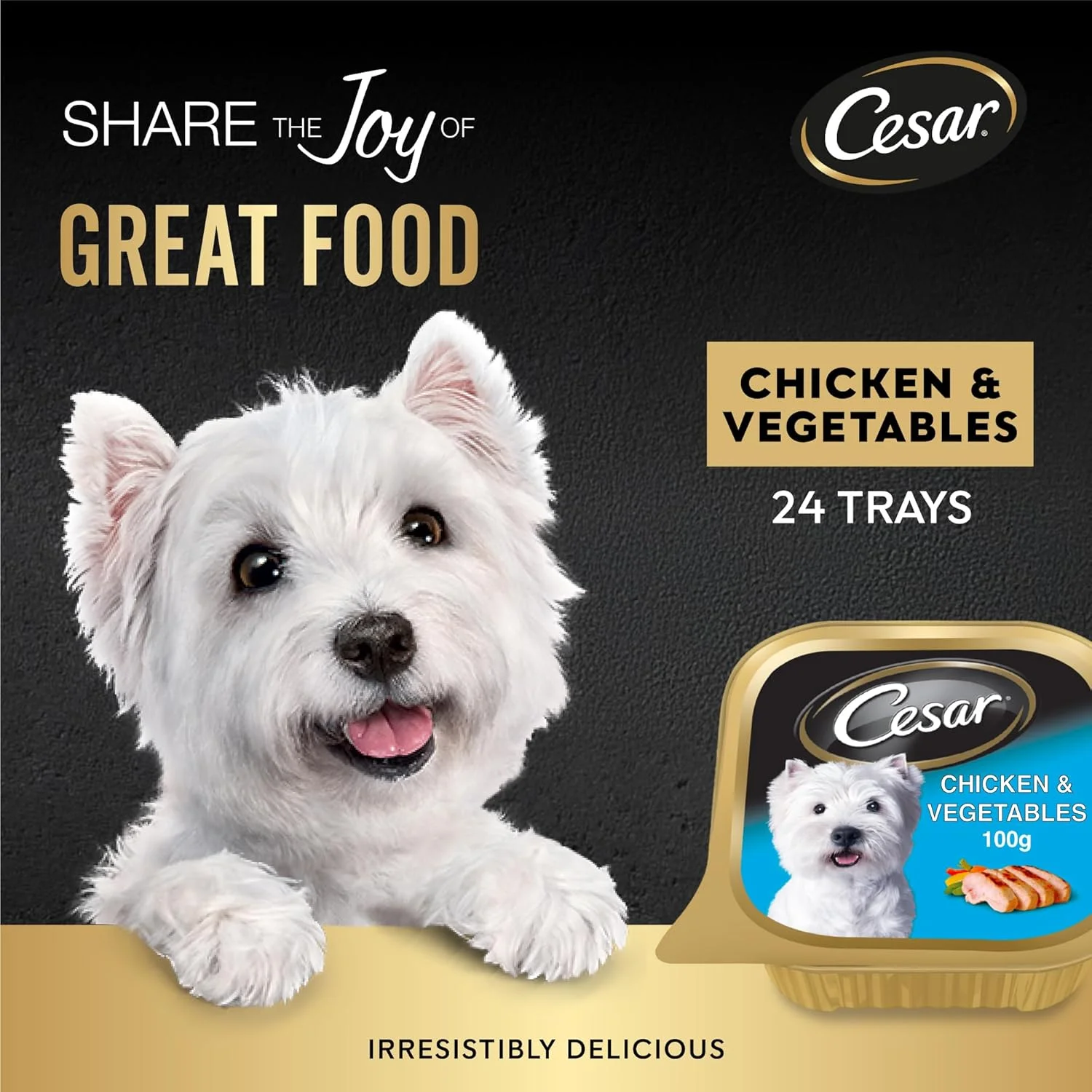 غذای سگ سزار، غذای مرطوب سگ با طعم مرغ و سبزیجات، بسته 24 عددی 100 گرمی، بدون غلات، تغذیه کامل و متعادل سگ