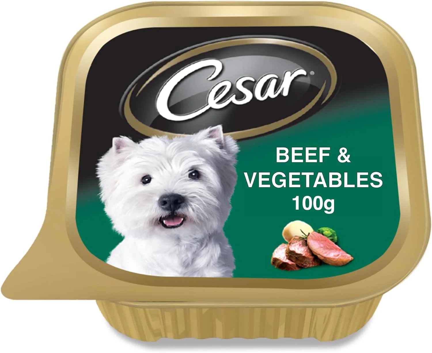 غذای سگ سزار، غذای مرطوب سگ با طعم گوشت گاو و سبزیجات 100 گرمی، فرموله شده بدون غلات، تغذیه کامل و متعادل سگ