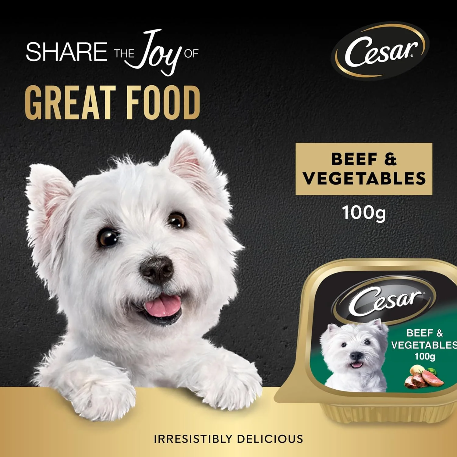 غذای سگ سزار، غذای مرطوب سگ با طعم گوشت گاو و سبزیجات 100 گرمی، فرموله شده بدون غلات، تغذیه کامل و متعادل سگ