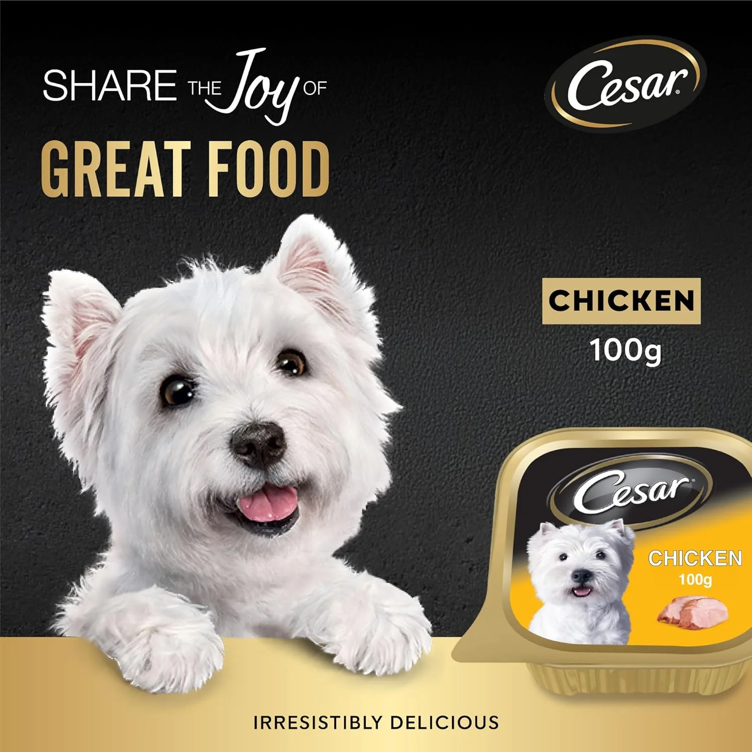 غذای سگ سزار، غذای مرطوب سگ با طعم مرغ 100 گرمی، فرموله شده بدون غلات، تغذیه کامل و متعادل سگ