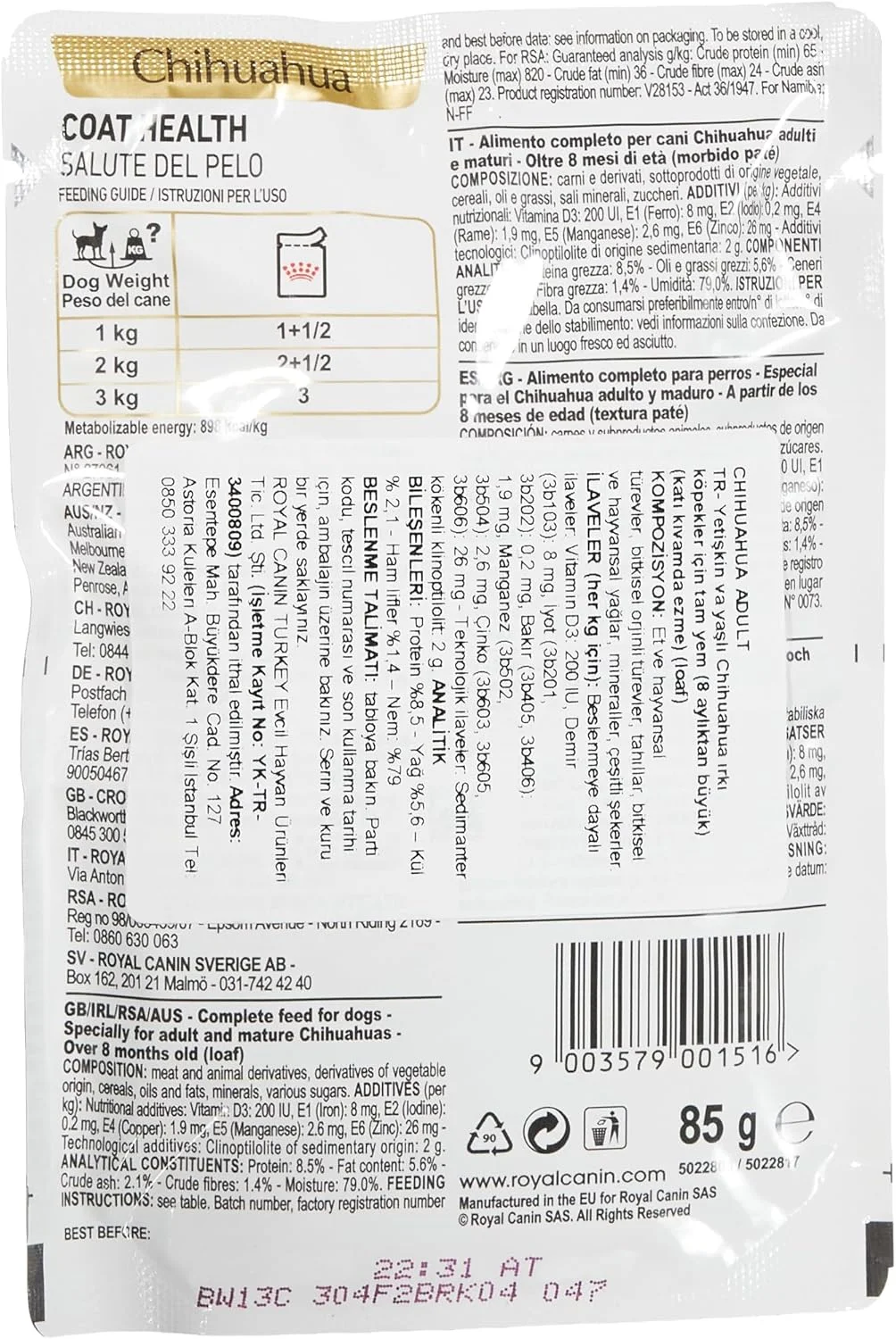 غذای مرطوب سگ بالغ رویال کنین نژاد چی‌واوا - 85 گرم