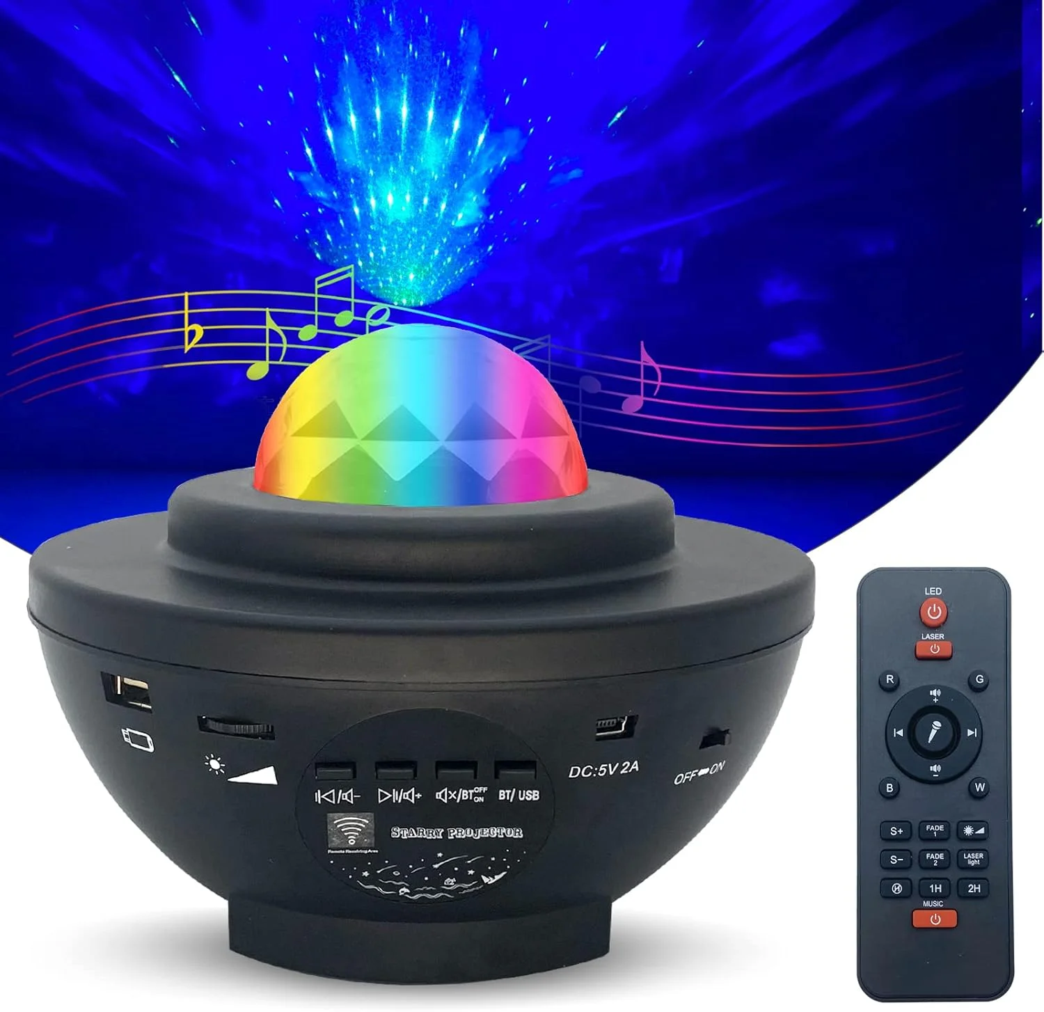 پروژکتور ستاره کهکشانی SKY-TOUCH مدل 3 در 1، چراغ خواب بلوتوثی 10 رنگ با تایمر، ریموت کنترل و قابلیت شارژ، مناسب برای دکور اتاق خواب، اتاق نشیمن و چراغ خواب کودک