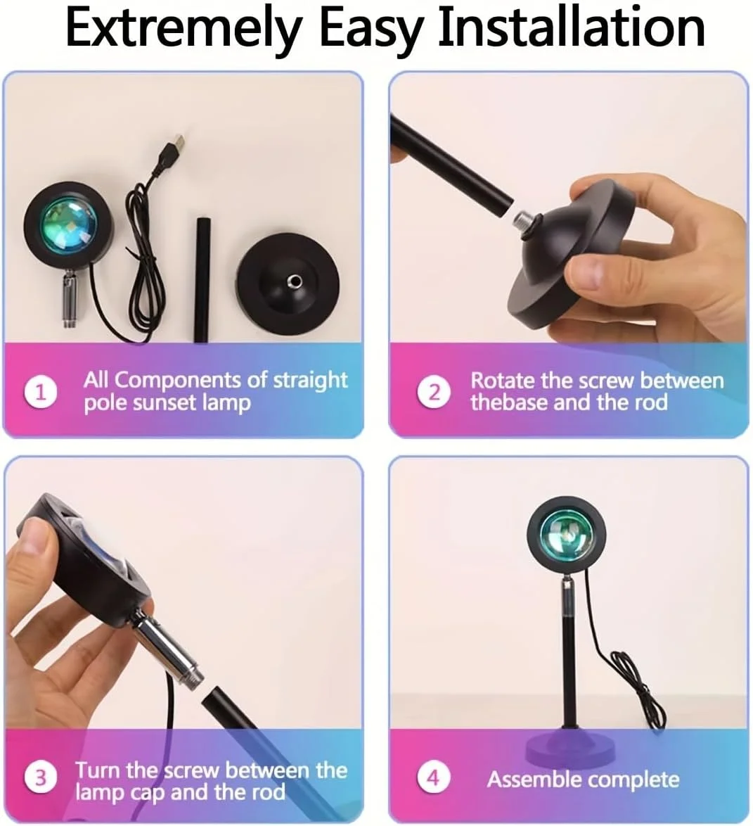 پروژکتور چراغ غروب آفتاب با قابلیت چرخش 360 درجه، چراغ شب LED با نورافشانی خورشید، چراغ ایستاده با منبع تغذیه USB، مناسب برای عکاسی، مهمانی، دکور اتاق خواب و کریسمس پروژکتور چراغ غروب آفتاب با قابلیت چرخش 360 درجه، چراغ شب LED با نورافشانی خورشید، چراغ ایستاده با منبع تغذیه USB، مناسب برای عکاسی، مهمانی، دکور اتاق خواب و کریسمس