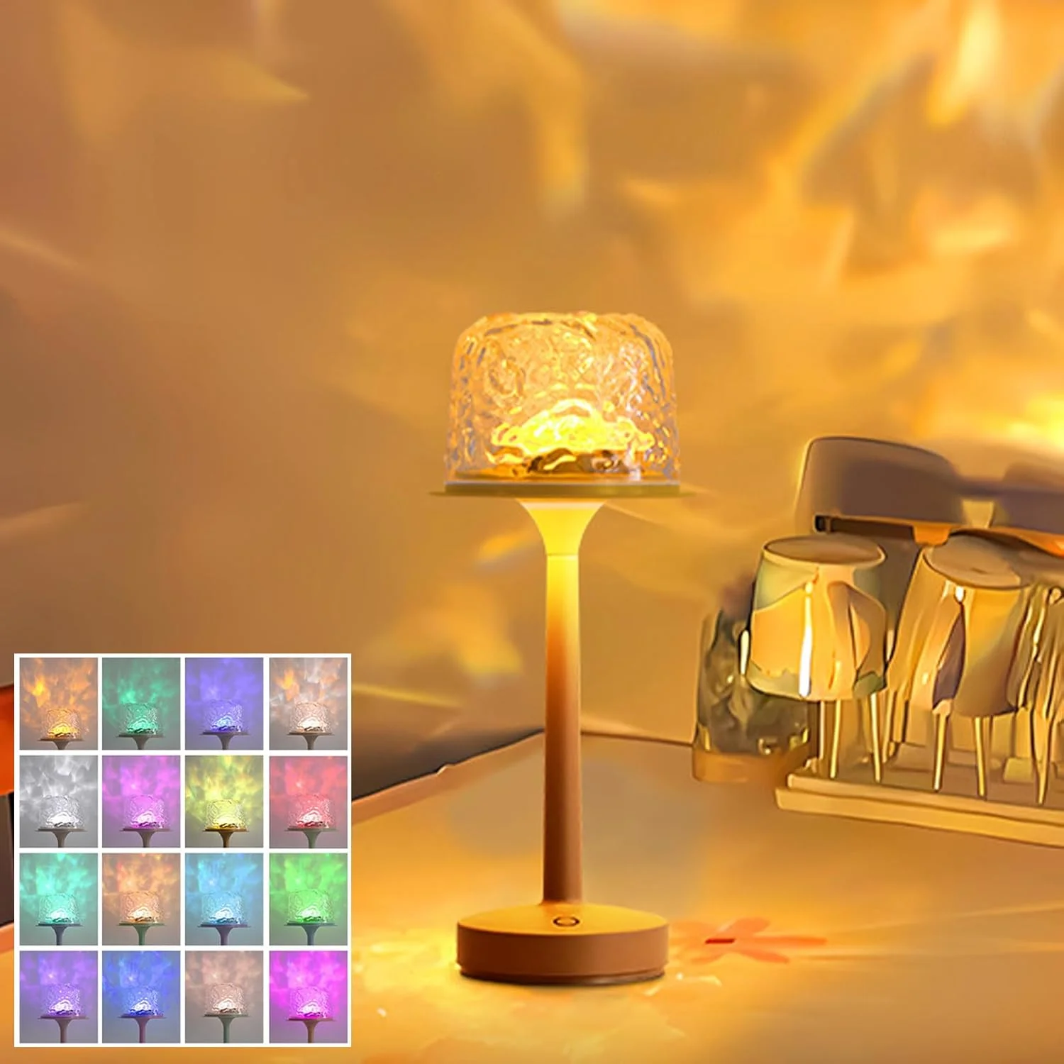 چراغ رومیزی پروژکتور موج اقیانوس RGB، چراغ محیطی دو حالته، چراغ LED موج دار 16 رنگ، چراغ موج دار بلند، شارژ USB، چراغ رومیزی لمسی دیمر دار برای اتاق خواب (16 رنگ + RC) چراغ رومیزی پروژکتور موج اقیانوس RGB، چراغ محیطی دو حالته، چراغ LED موج دار 16 رنگ، چراغ موج دار بلند، شارژ USB، چراغ رومیزی لمسی دیمر دار برای اتاق خواب (16 رنگ + RC)