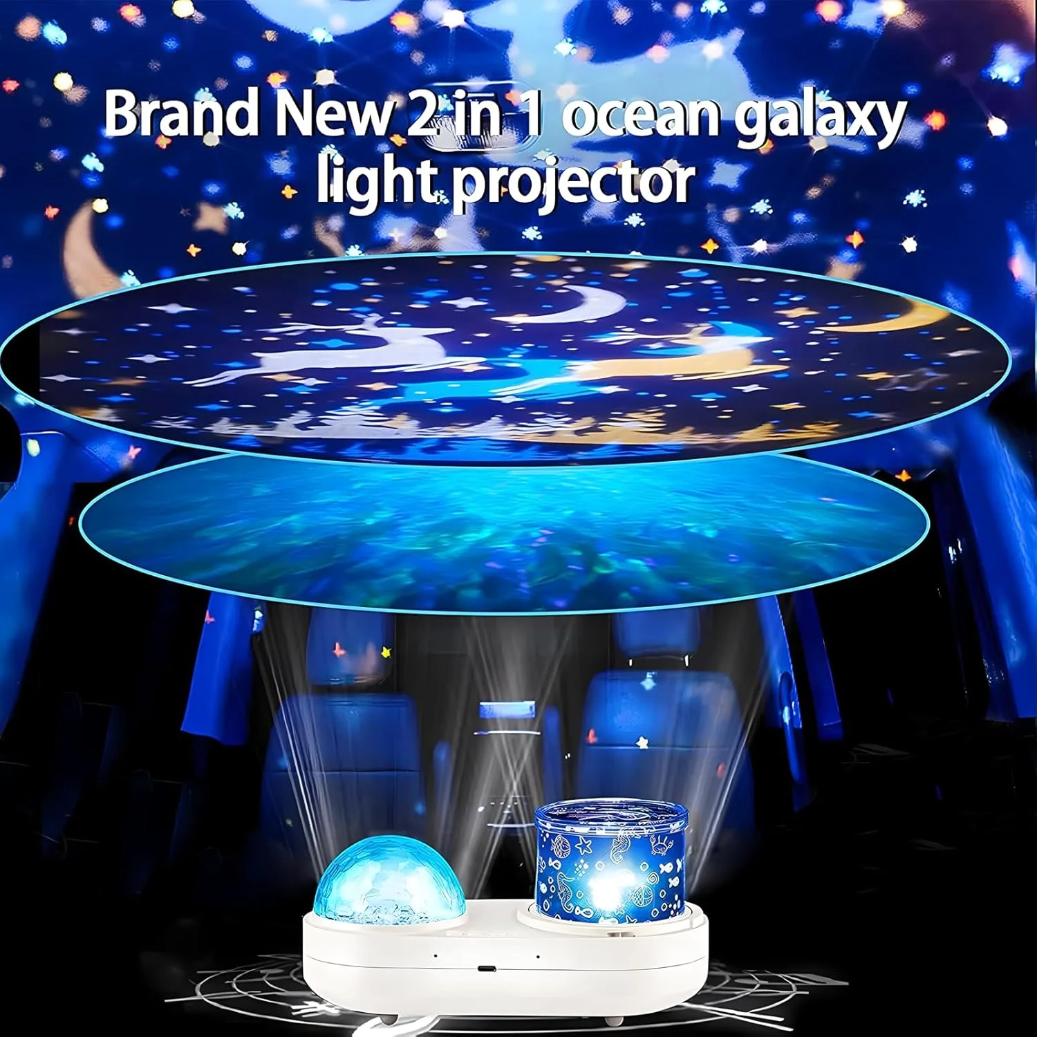 پروژکتور نور اقیانوس برای اتاق خواب، پروژکتور چراغ خواب چرخشی 360 درجه ONXE با 6 رنگ، جلوه تصویربرداری استریو دو لایه، چراغ خواب پروژکتور کهکشان، اسباب بازی های کودکان، هدایای تولد و کریسمس