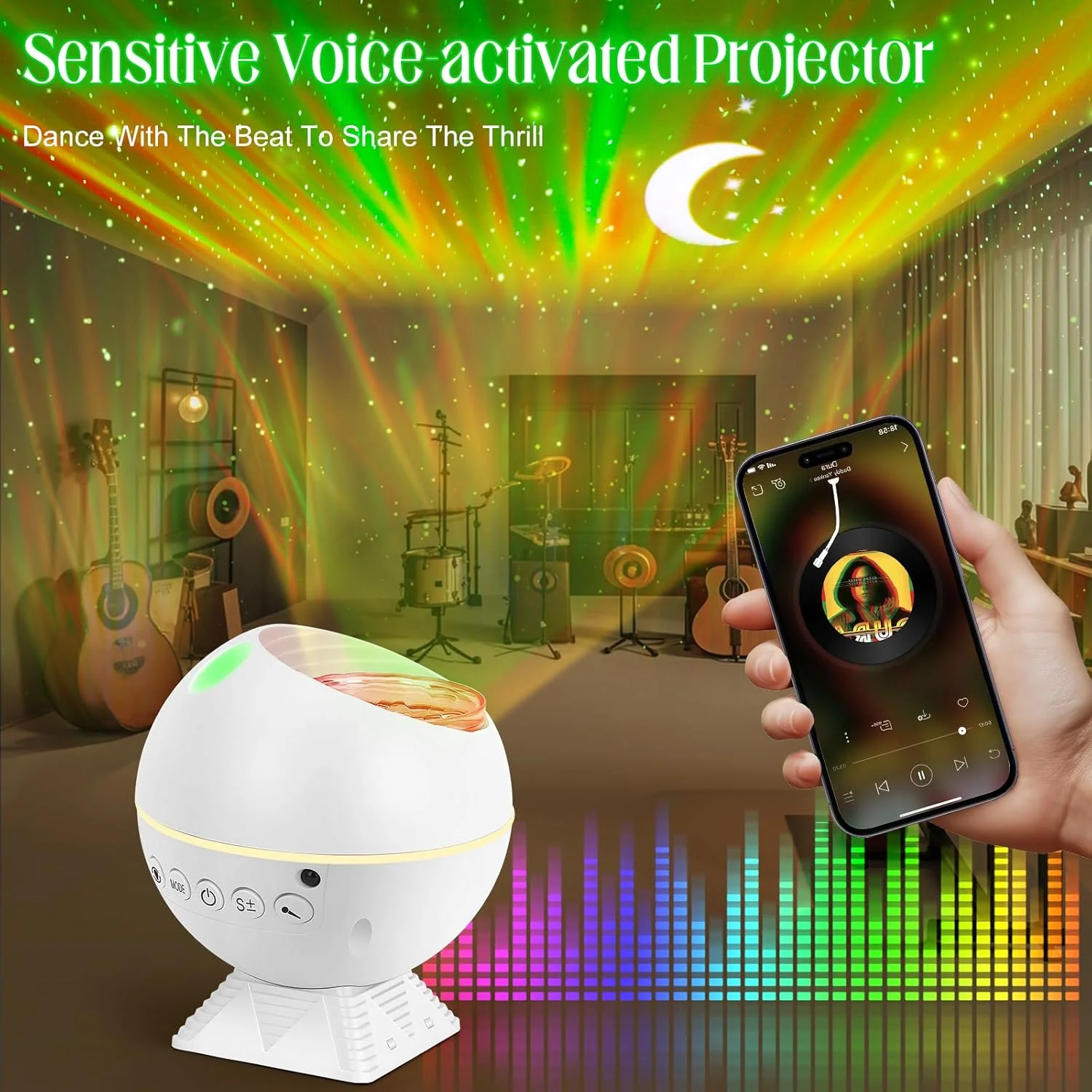 پروژکتور نور کهکشان Aurora با 162 جلوه نوری، چراغ سقفی شفق قطبی و سحابی ستاره ای با ریموت کنترل، پروژکتور شب پر ستاره برای اتاق خواب، کودکان و بزرگسالان، مهمانی و دکوراسیون منزل