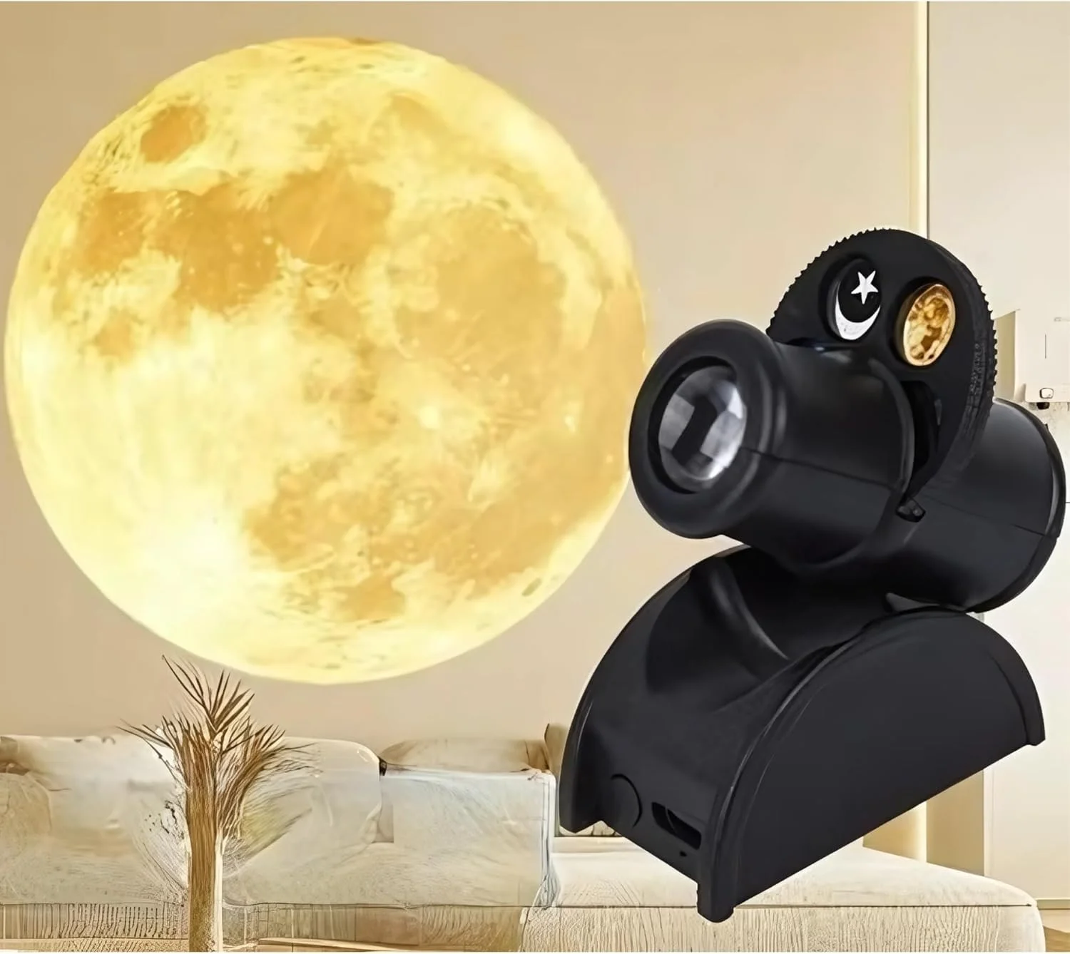 چراغ خواب پروژکتوری طرح ماه، دارای 3 فیلم پروژکتور، چراغ خواب دکوری فانوس دریایی برای کودکان، چراغ ماه پروژکتوری کهکشانی LED قابل شارژ، چراغ رومیزی زیبا، هدیه کریسمس و تولد برای کودکان
