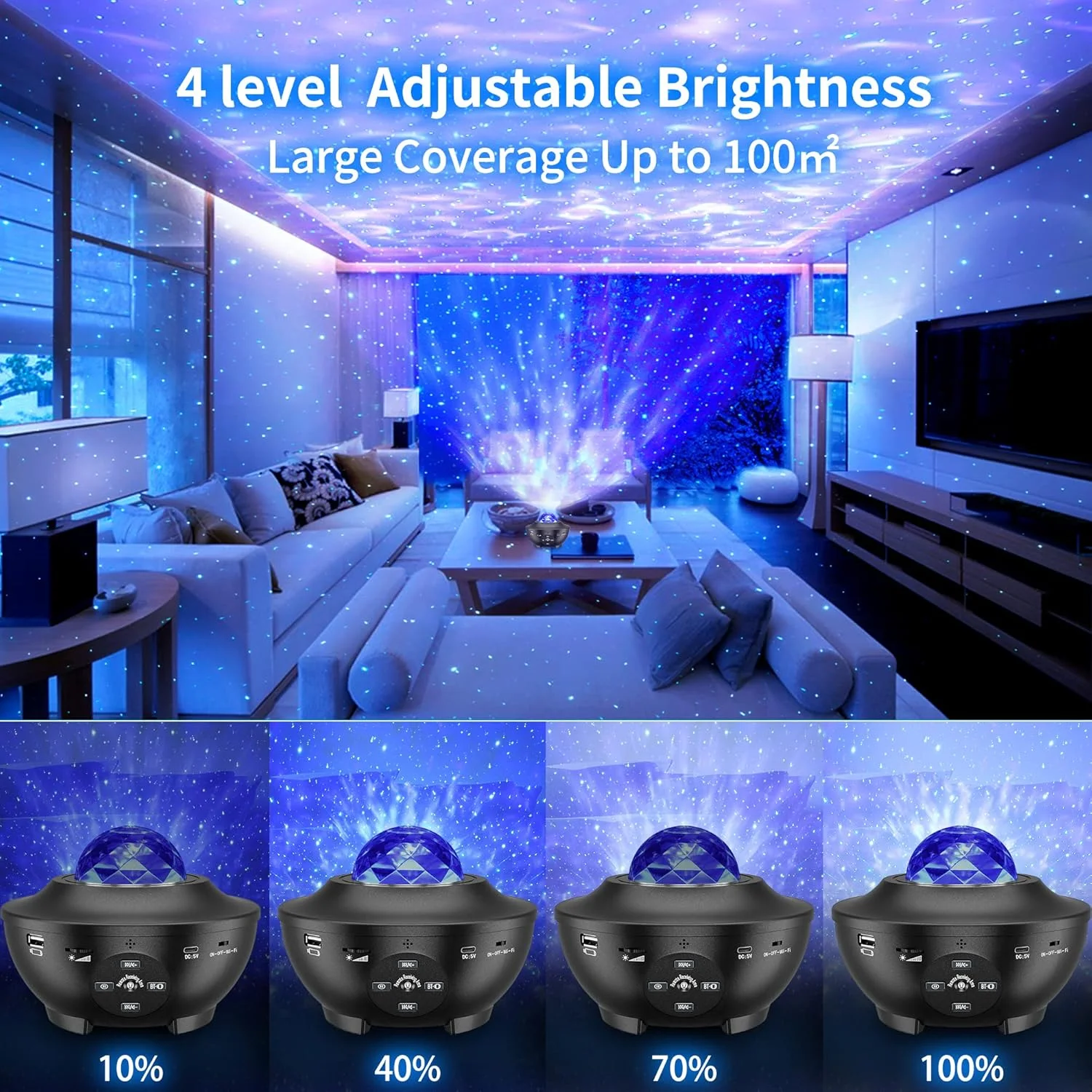 Star Night Light Projector, 3 in 1 LED Galaxy Projector with Remote Control/Bluetooth Speaker/Timer/Sound Activated 10 Colors Mixed Ocean Wave Projector for Kids Bedroom Decor Game Room Home Theatre