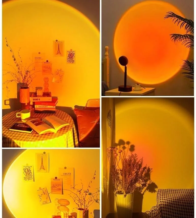 Sunset Projection Lamp, 180 Degree Rotation Rainbow Projection Lamp Led Light,Sunset Night Light Projector for Party Bedroom Decor (Sunset Red)