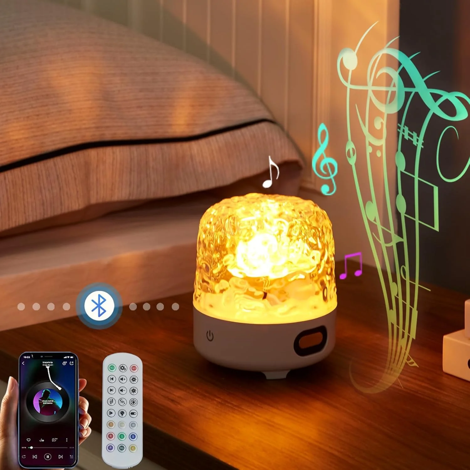 پروژکتور نورهای شمالی NALACAL، لامپ موج شفق قطبی LED 16 رنگ با بلندگوی بلوتوث، قابل شارژ و کم نور شونده، لامپ موج آب با کنترل از راه دور برای اتاق خواب پروژکتور نورهای شمالی NALACAL، لامپ موج شفق قطبی LED 16 رنگ با بلندگوی بلوتوث، قابل شارژ و کم نور شونده، لامپ موج آب با کنترل از راه دور برای اتاق خواب