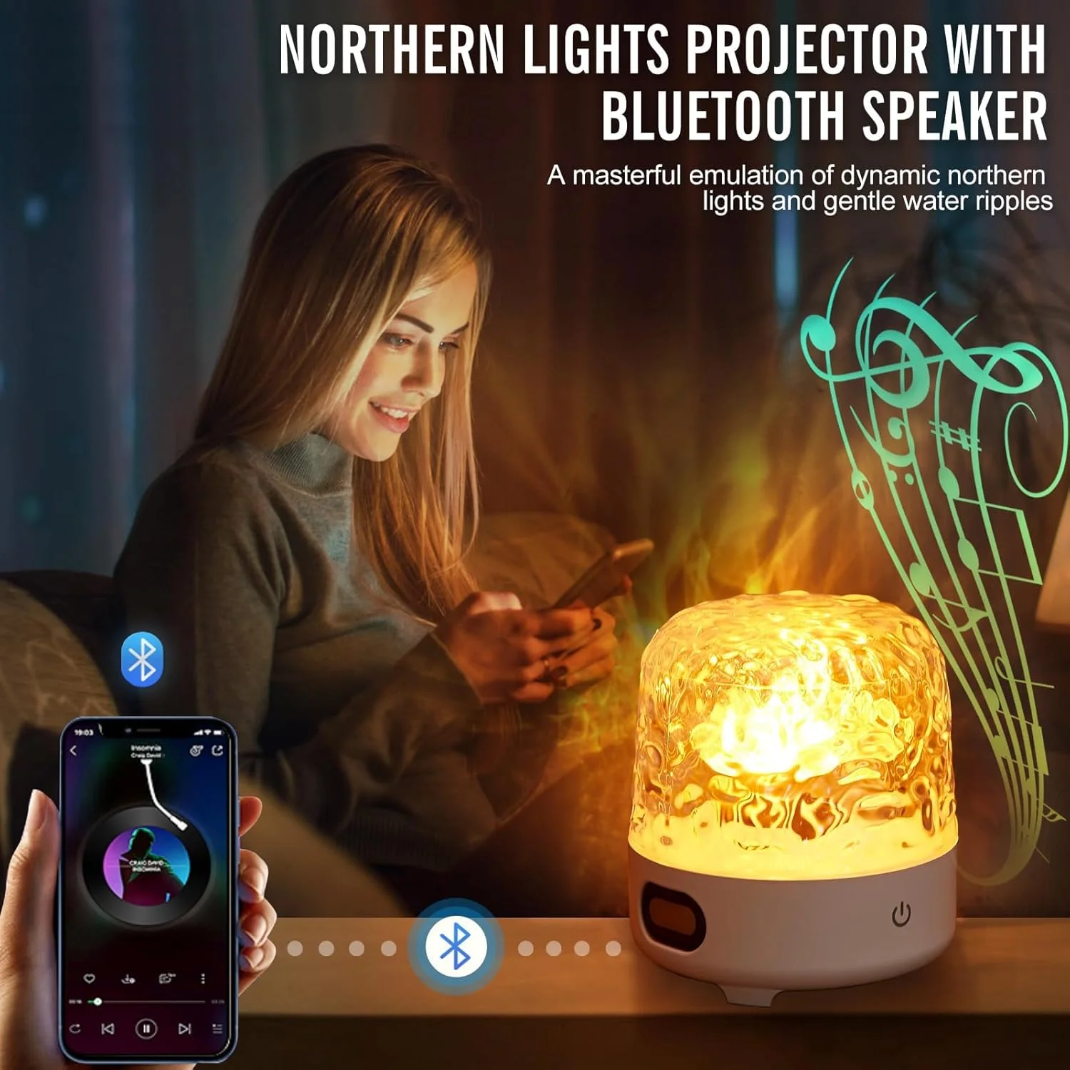 پروژکتور نورهای شمالی NALACAL، لامپ موج شفق قطبی LED 16 رنگ با بلندگوی بلوتوث، قابل شارژ و کم نور شونده، لامپ موج آب با کنترل از راه دور برای اتاق خواب پروژکتور نورهای شمالی NALACAL، لامپ موج شفق قطبی LED 16 رنگ با بلندگوی بلوتوث، قابل شارژ و کم نور شونده، لامپ موج آب با کنترل از راه دور برای اتاق خواب