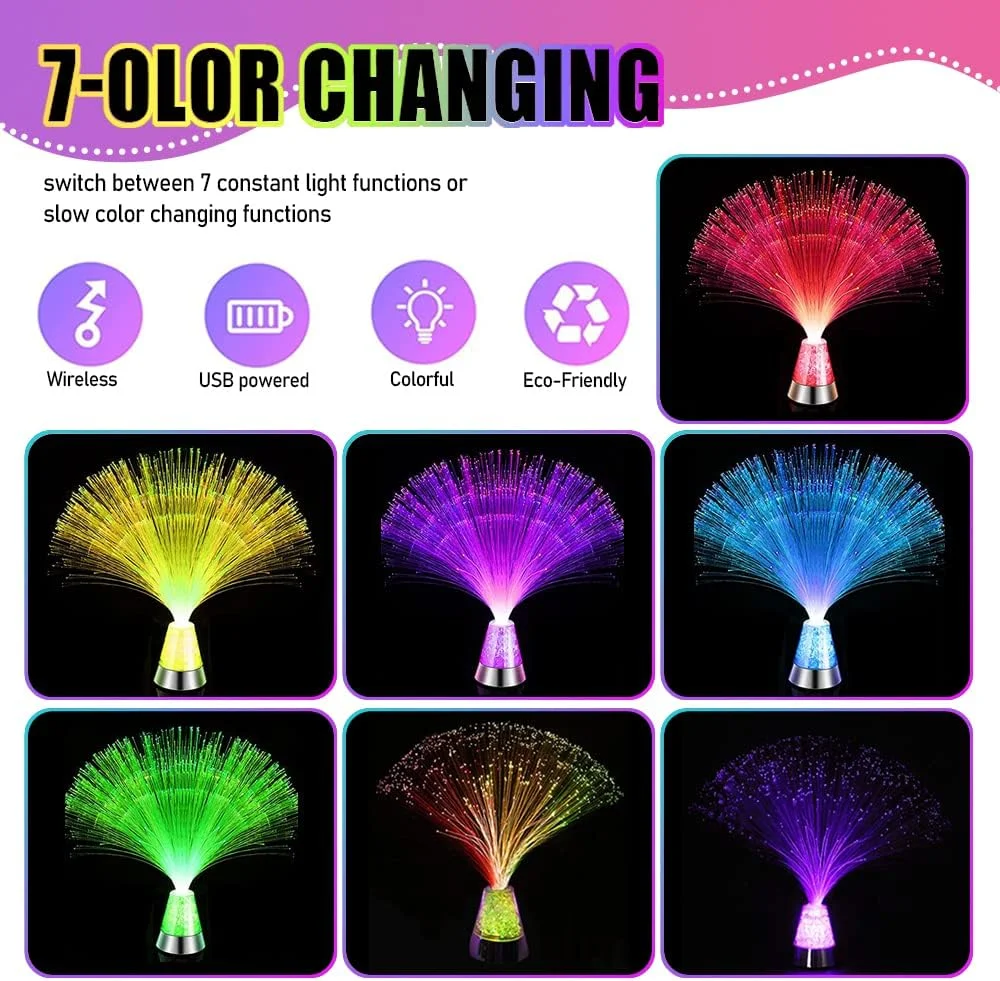چراغ های فیبر نوری Masroo، نورپردازی حسی، چراغ فیبر نوری با پایه کریستالی تغییر رنگ دهنده LED، قطعه مرکزی فیبر نوری برای دکور میز و منزل