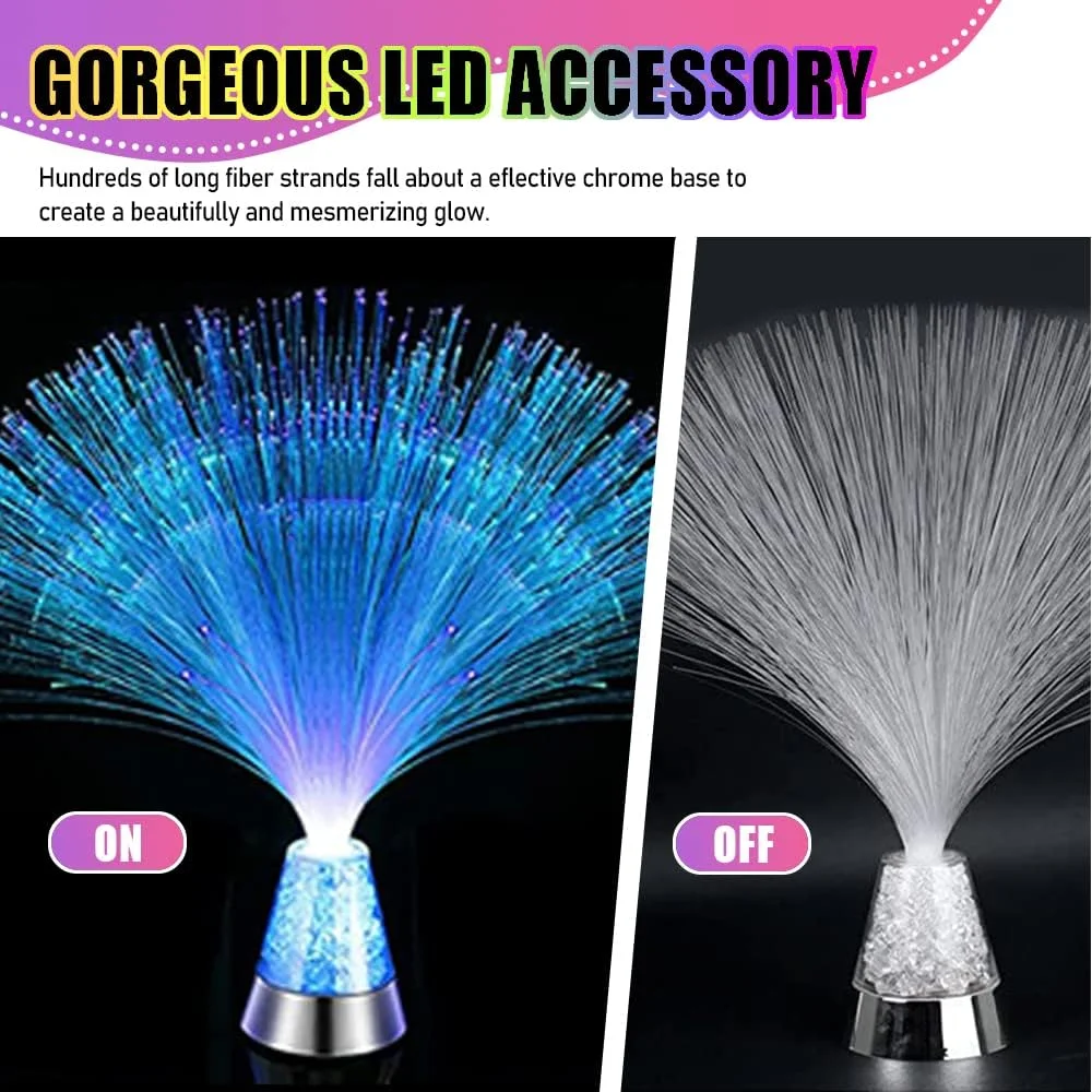 چراغ های فیبر نوری Masroo، نورپردازی حسی، چراغ فیبر نوری با پایه کریستالی تغییر رنگ دهنده LED، قطعه مرکزی فیبر نوری برای دکور میز و منزل