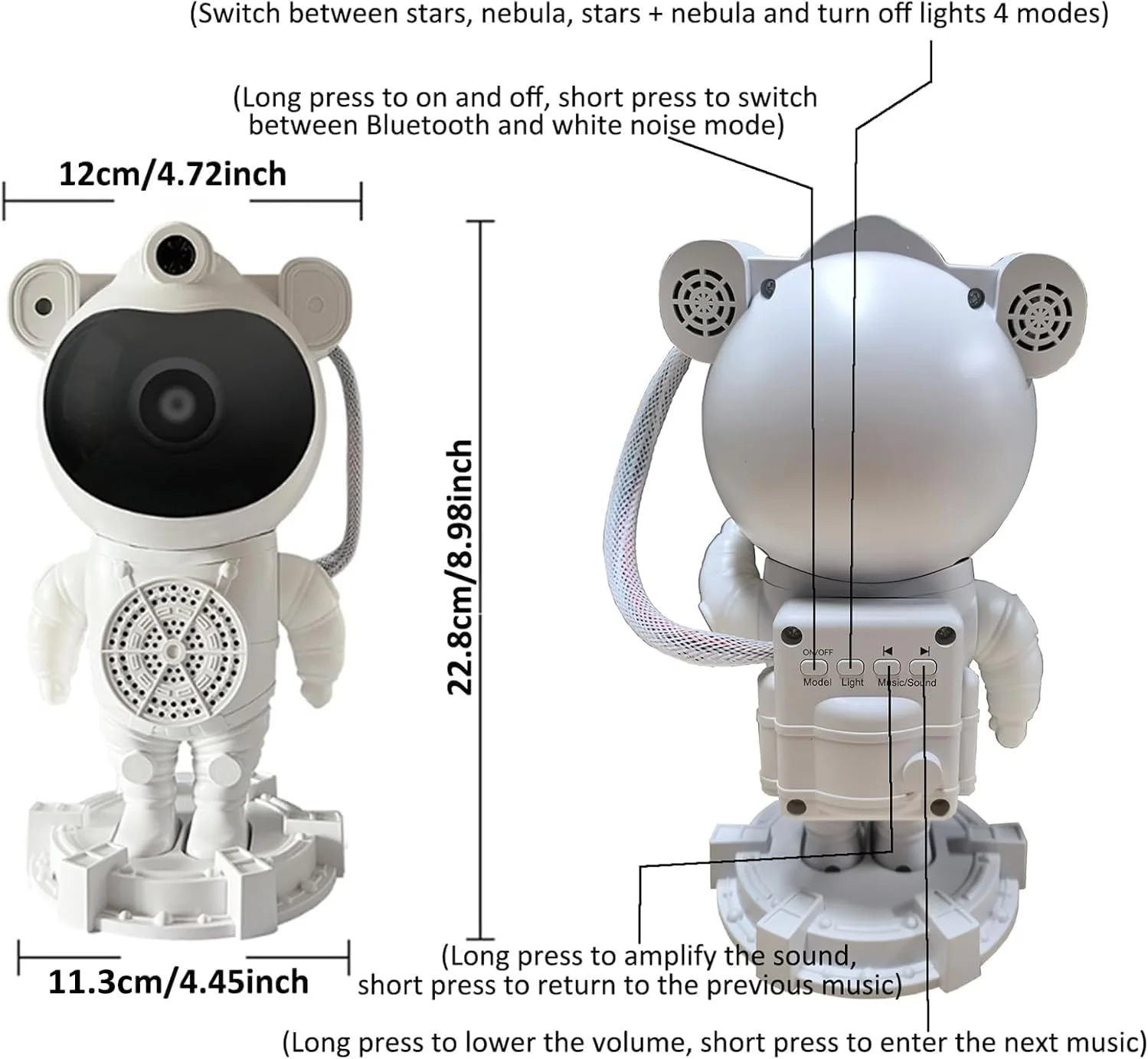 پروژکتور کهکشانی فضانورد MEIBEST - چراغ خواب پروژکتور ستاره ای برای اتاق خواب با تایمر، بلندگوی بلوتوث، دکوراسیون زیبای اتاق کودک، برای کریسمس، هدایای تولد پروژکتور کهکشانی فضانورد MEIBEST - چراغ خواب پروژکتور ستاره ای برای اتاق خواب با تایمر، بلندگوی بلوتوث، دکوراسیون زیبای اتاق کودک، برای کریسمس، هدایای تولد