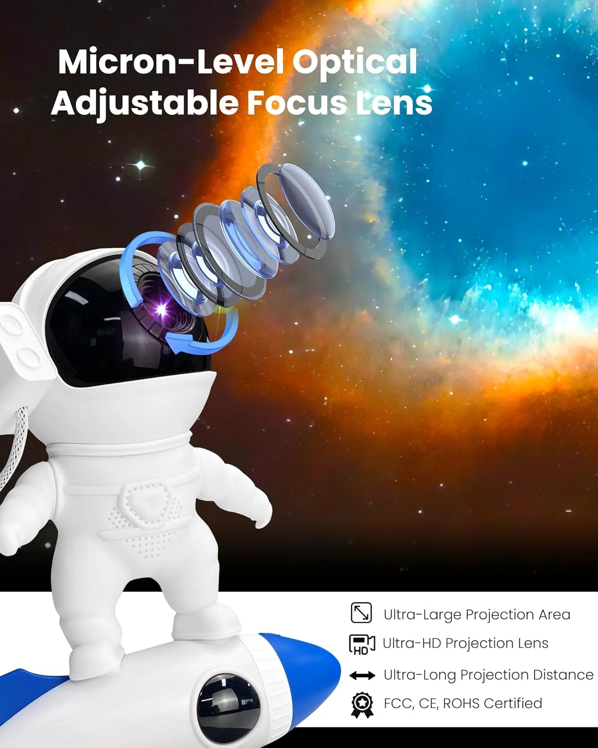 پروژکتور سیارهنمای فضانورد HD مرت تورم، پروژکتور کهکشان برای اتاق خواب، دارای 13 دیسک فیلم قابل تعویض HD و لنز فوکوس قابل تنظیم، چراغ خواب موشکی، چراغ سقفی تایمر دار پروژکتور سیارهنمای فضانورد HD مرت تورم، پروژکتور کهکشان برای اتاق خواب، دارای 13 دیسک فیلم قابل تعویض HD و لنز فوکوس قابل تنظیم، چراغ خواب موشکی، چراغ سقفی تایمر دار