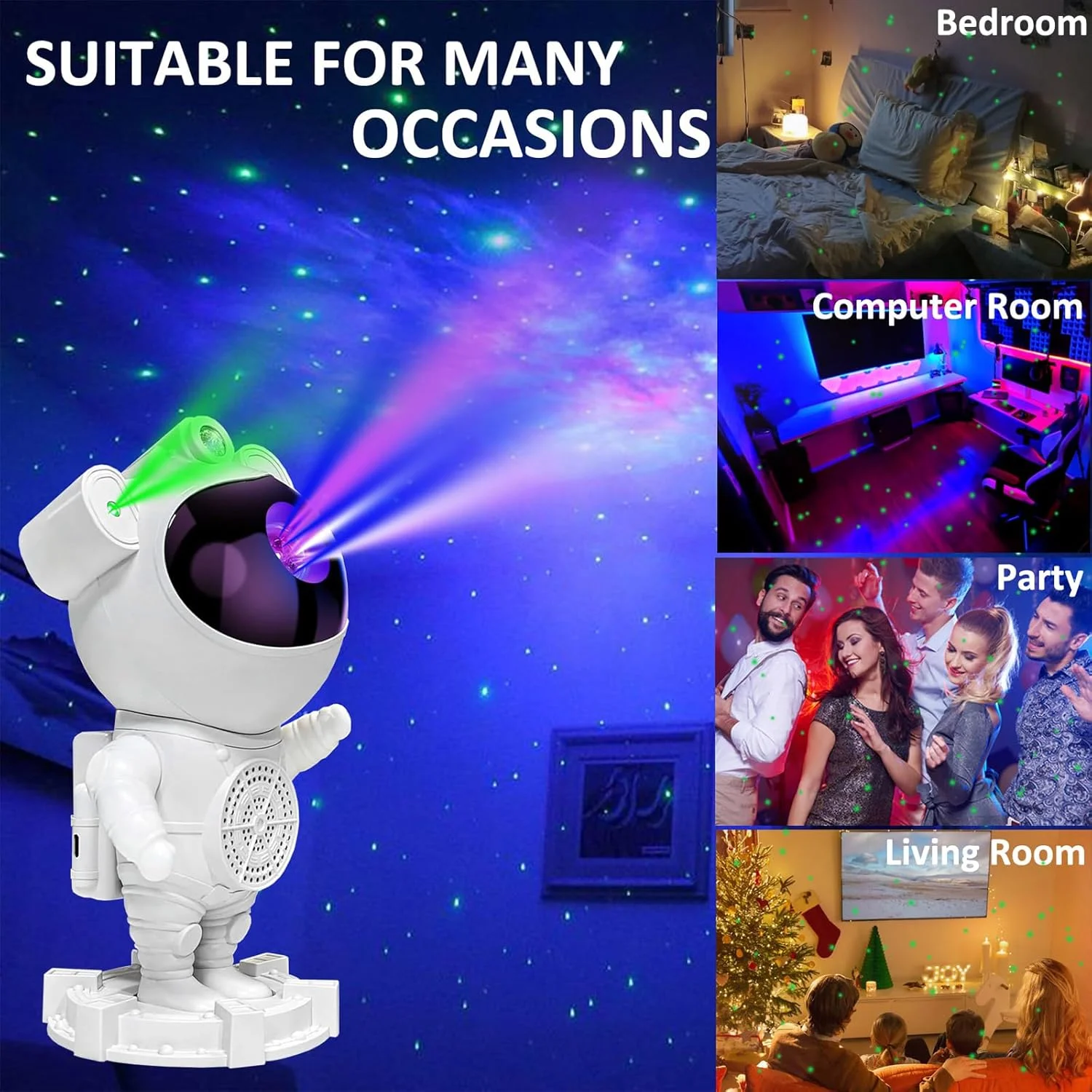 پروژکتور کهکشانی فضانورد MEIBEST - چراغ خواب پروژکتور ستاره ای برای اتاق خواب با تایمر، بلندگوی بلوتوث، دکوراسیون زیبای اتاق کودک، برای کریسمس، هدایای تولد پروژکتور کهکشانی فضانورد MEIBEST - چراغ خواب پروژکتور ستاره ای برای اتاق خواب با تایمر، بلندگوی بلوتوث، دکوراسیون زیبای اتاق کودک، برای کریسمس، هدایای تولد