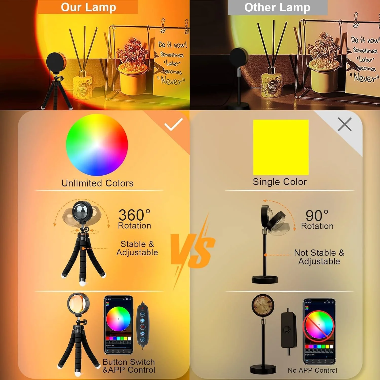 چراغ غروب کانگتایکسین - چراغ غروب RGB - پروژکتور LED با پورت USB و کنترل از طریق اپلیکیشن با قابلیت چرخش 360 درجه، نورپردازی رمانتیک، مناسب برای عکاسی، سلفی، دکوراسیون اتاق نشیمن چراغ غروب کانگتایکسین - چراغ غروب RGB - پروژکتور LED با پورت USB و کنترل از طریق اپلیکیشن با قابلیت چرخش 360 درجه، نورپردازی رمانتیک، مناسب برای عکاسی، سلفی، دکوراسیون اتاق نشیمن