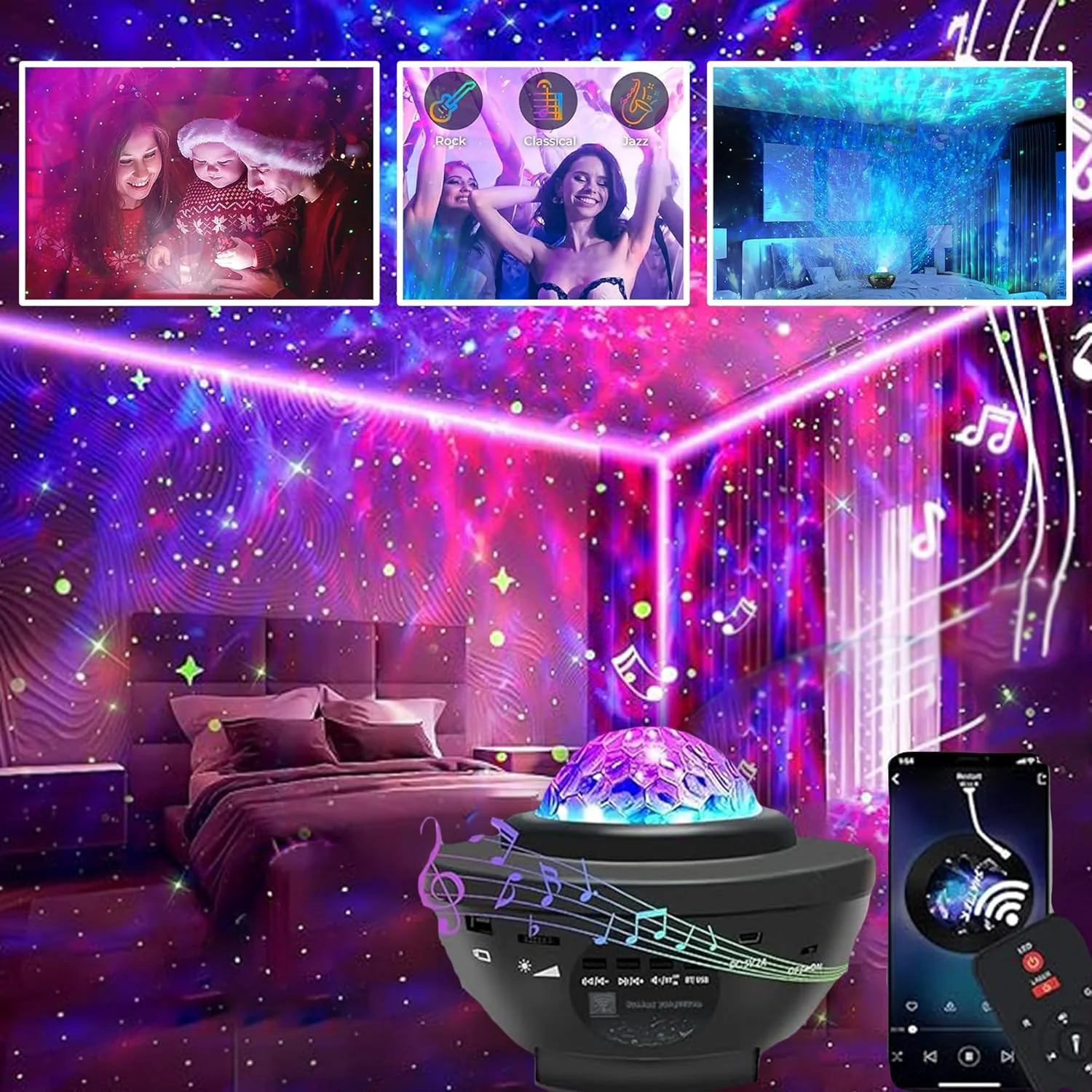 پروژکتور ستاره ای INFLUX 3 در 1 چراغ خواب با کنترل از راه دور، بلندگوی بلوتوث و جلوه های سحابی کهکشانی برای کودکان - چراغ خواب ستاره ای، لامپ سقفی LED و هدیه دکور خانه برای اتاق خواب، گیمینگ پروژکتور ستاره ای INFLUX 3 در 1 چراغ خواب با کنترل از راه دور، بلندگوی بلوتوث و جلوه های سحابی کهکشانی برای کودکان - چراغ خواب ستاره ای، لامپ سقفی LED و هدیه دکور خانه برای اتاق خواب، گیمینگ