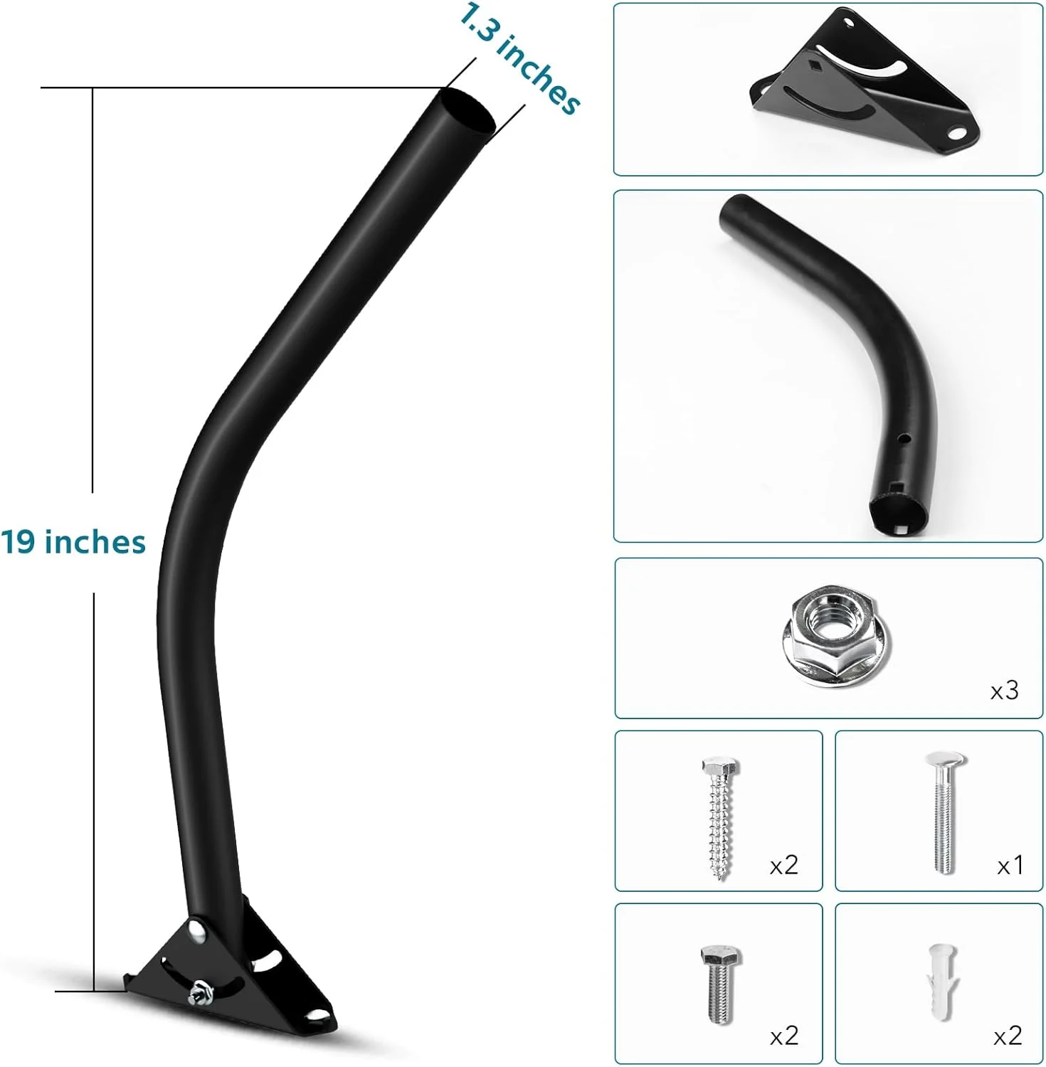 پایه قابل تنظیم آنتن تلویزیون فضای باز/اتاق زیر شیروانی ANTOP، رنگ آمیزی استیل ضد زنگ، طول بازوی 19 اینچ، برگشت پذیر، سبک وزن، ضد آب، نصب آسان