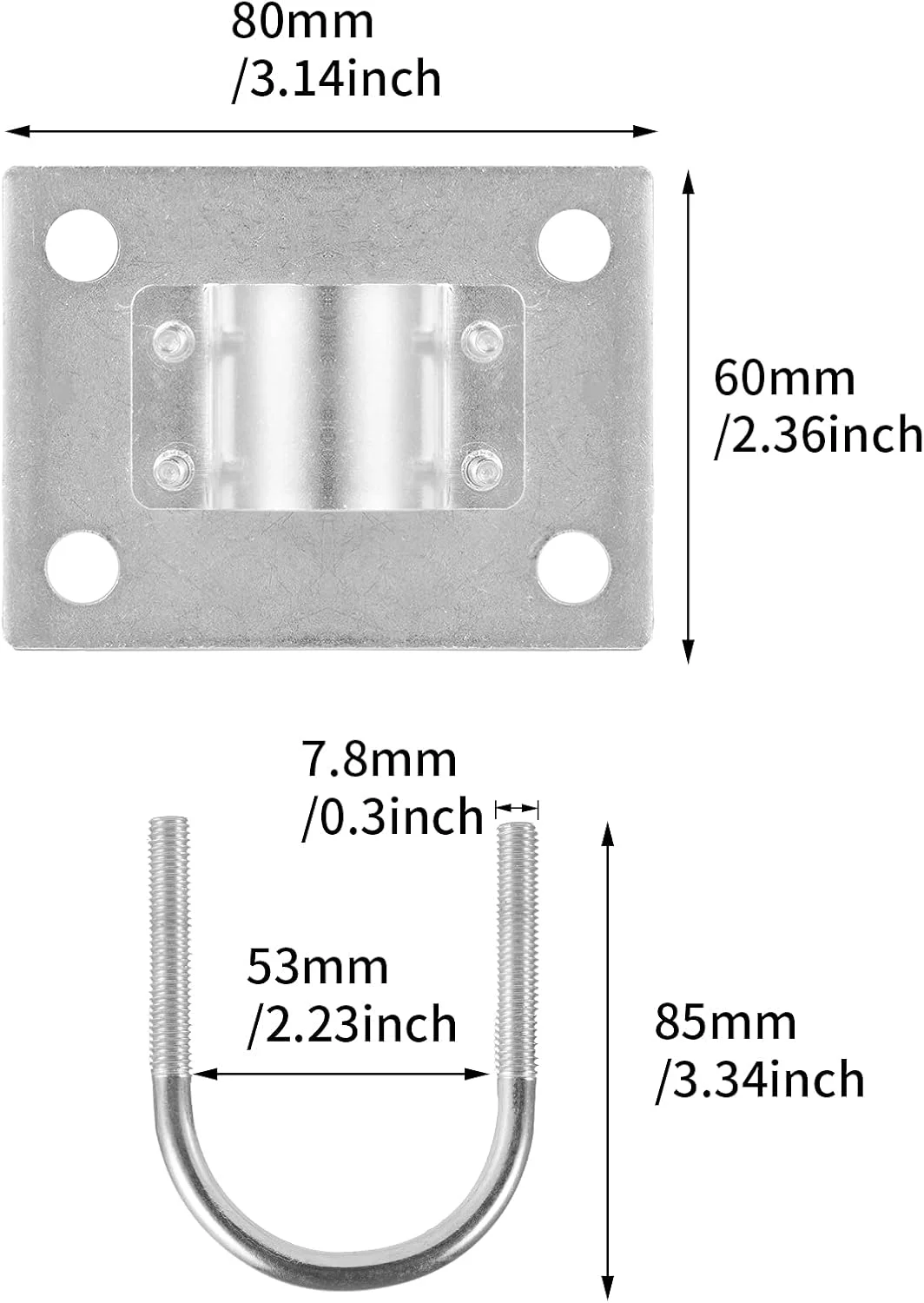 براکت بست دکل آنتن با پیچ U، سخت افزار نصب پنل لوله بست ضد زنگ برای آنتن فیبر شیشه ای LoRa در فضای باز، آنتن ماینر هلیوم با قطر خارجی 1.8 تا 2.4 سانتی متر