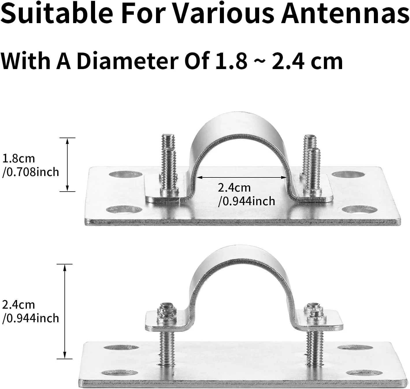 براکت بست دکل آنتن با پیچ U، سخت افزار نصب پنل لوله بست ضد زنگ برای آنتن فیبر شیشه ای LoRa در فضای باز، آنتن ماینر هلیوم با قطر خارجی 1.8 تا 2.4 سانتی متر