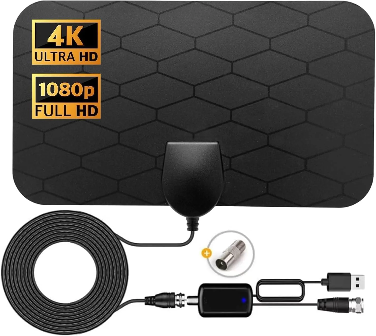 آنتن تلویزیون برای استفاده در داخل خانه - آنتن دیجیتال با برد بلند 400+ مایل، پشتیبانی از دریافت سیگنال 8K 4K 1080p برای کانال های محلی، سازگار با تمام تلویزیون های هوشمند و قدیمی