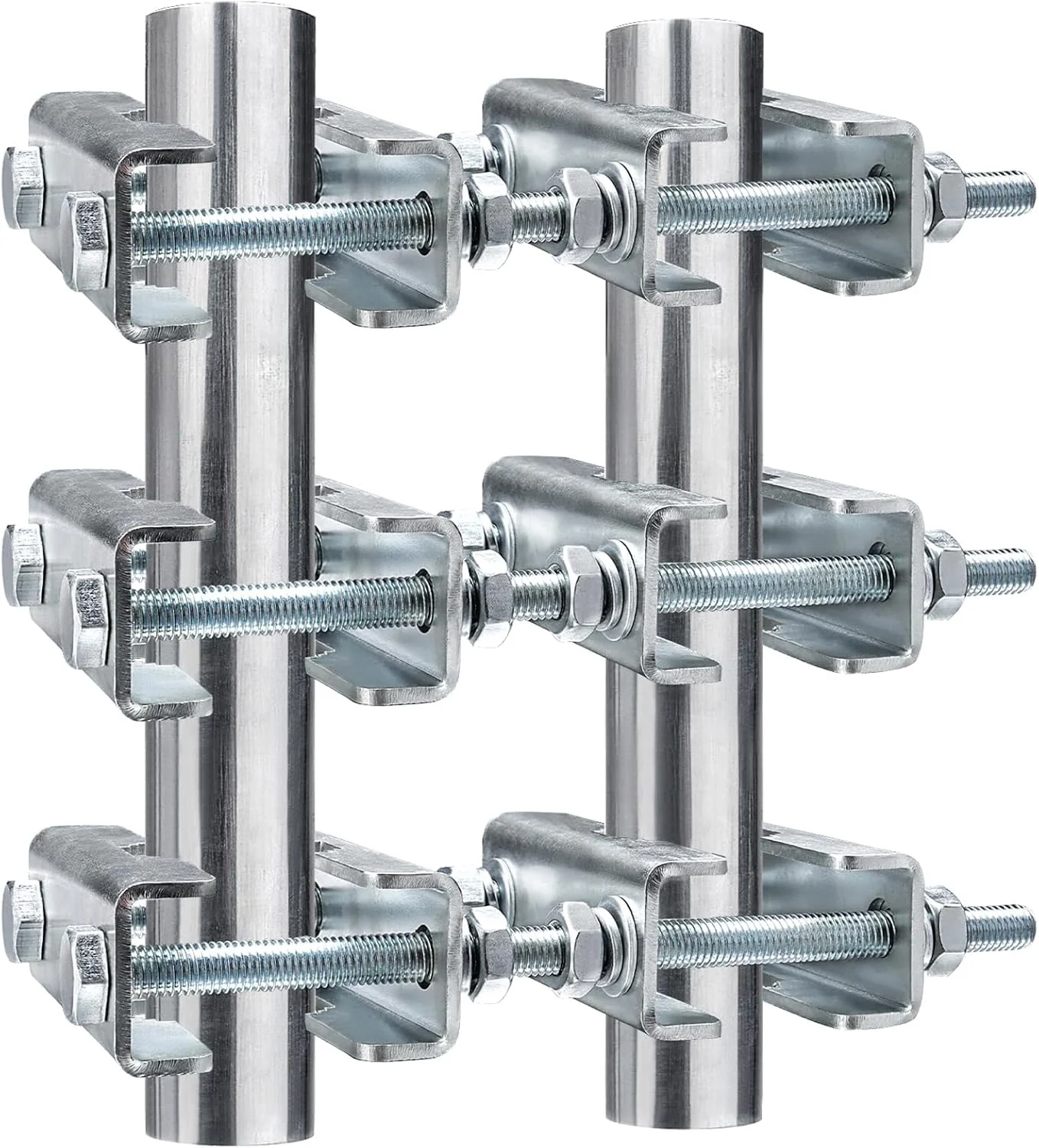 ست گیره دکل آنتن 3 عددی، بست دکل به دکل با بلوک های فک V برای قطب های 1 تا 2.5 اینچی OD، سخت افزار نصب دکل آنتن به دکل سنگین برای آنتن های تلویزیون Ham، دوربین های امنیتی، ایستگاه هواشناسی