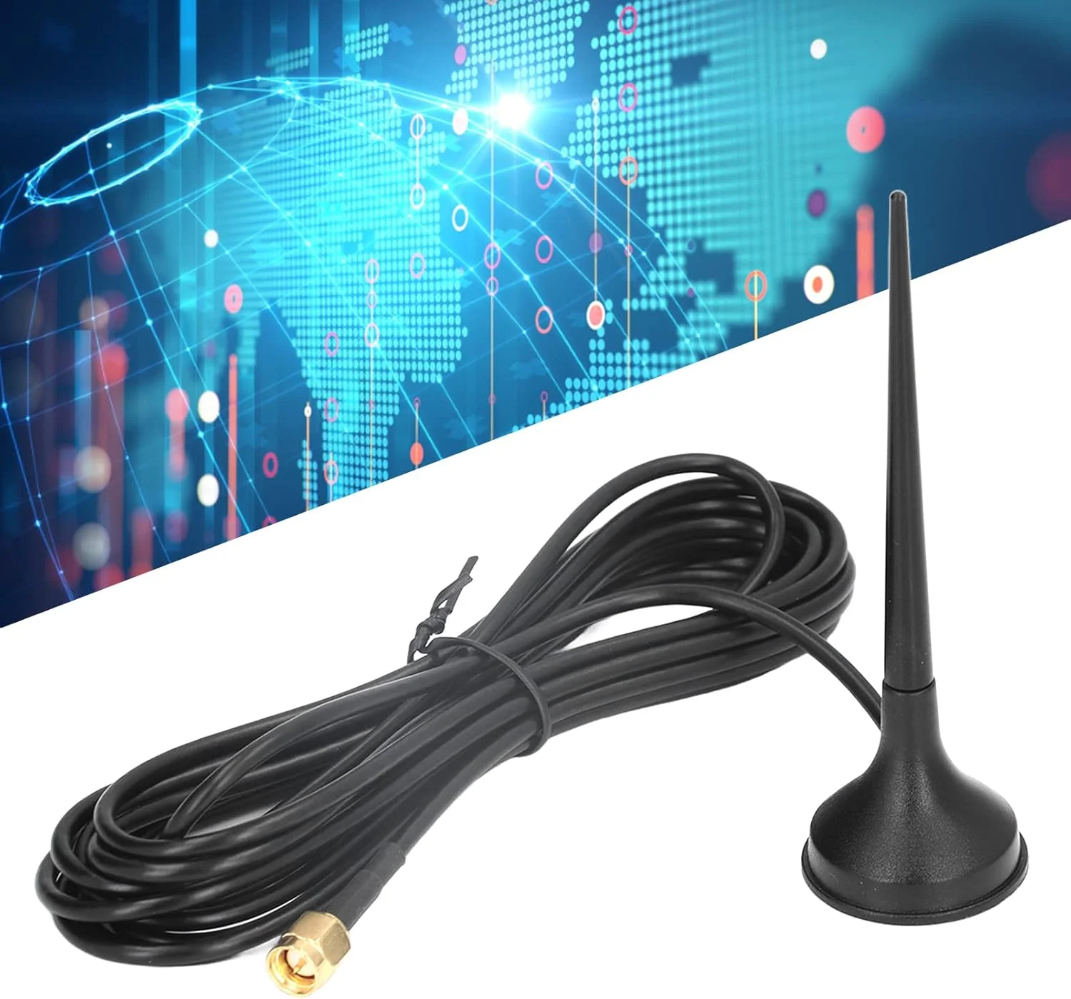 آنتن GSM با بهره 5dbi، همه جهته، ضد آب، سر SMA نر با پایه مغناطیسی برای انتقال و تقویت سیگنال