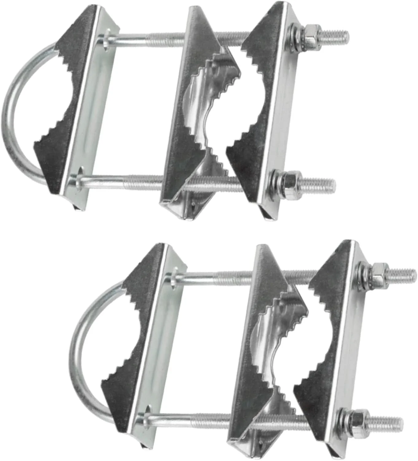 گیره دوتایی دکل آنتن با بلوک فک V و پیچ U، کیت براکت نصب دکل به دکل برای آنتن فضای باز، آنتن رادیویی آماتور، آنتن تلویزیون، نگهدارنده چتر پاسیو، میله ماهیگیری، نرده عرشه، 2 عدد