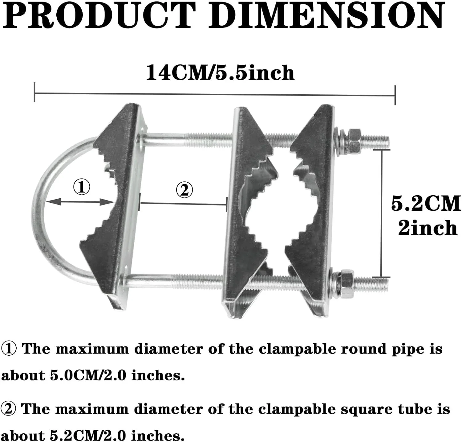 گیره دوتایی دکل آنتن با بلوک فک V و پیچ U، کیت براکت نصب دکل به دکل برای آنتن فضای باز، آنتن رادیویی آماتور، آنتن تلویزیون، نگهدارنده چتر پاسیو، میله ماهیگیری، نرده عرشه، 2 عدد