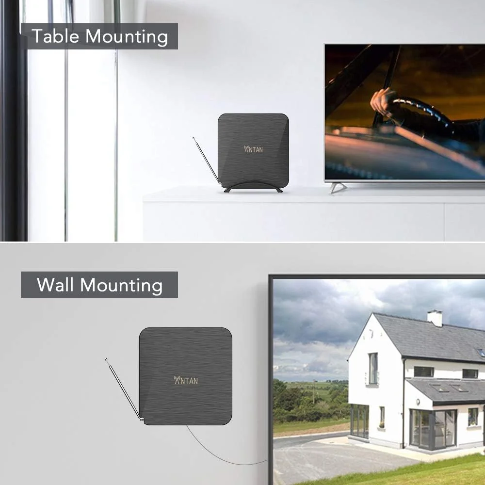 آنتن تلویزیون داخلی ANTAN با برد 40-56 کیلومتر - پشتیبانی از کانال های 8K 4K 1080P UHF VHF Freeview با کابل کواکسیال 3 متری