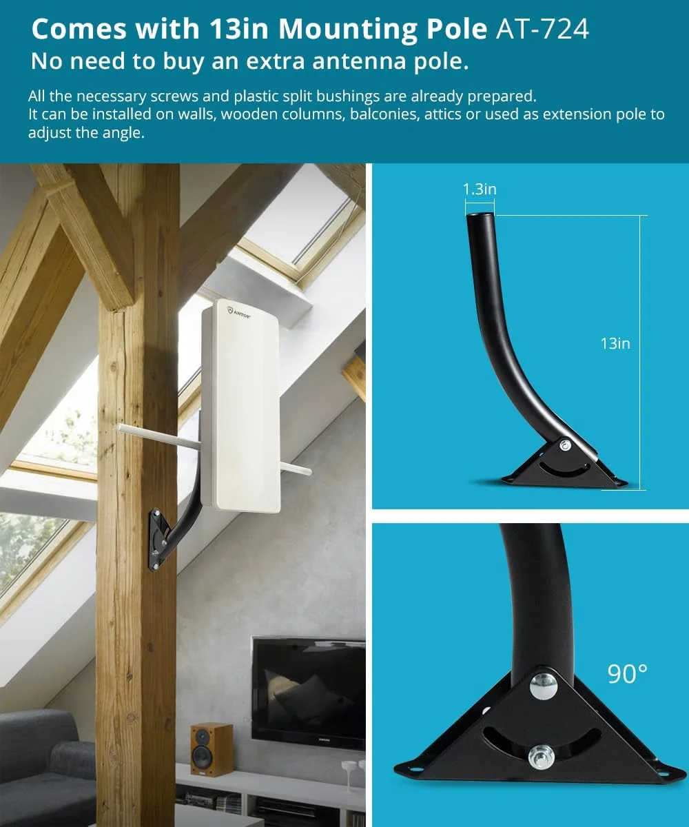 آنتن تلویزیون ANTOP 2024 آنتن دیجیتال برای تلویزیون هوشمند داخلی/خارجی با میله نصب J و تقویت کننده سیگنال، پشتیبانی از HD 4K 1080p VHF UHF، با تقویت کننده و فیلتر کابل کواکسیال 40 فوتی، AT-800SBSJ آنتن تلویزیون ANTOP 2024 آنتن دیجیتال برای تلویزیون هوشمند داخلی/خارجی با میله نصب J و تقویت کننده سیگنال، پشتیبانی از HD 4K 1080p VHF UHF، با تقویت کننده و فیلتر کابل کواکسیال 40 فوتی، AT-800SBSJ
