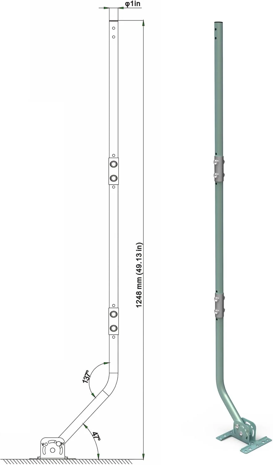 پایه نصب آنتن قابل تنظیم فضای باز CeKay با براکت های نصب جهانی توسعه یافته برای ایستگاه هواشناسی - نصب آسان، ساختار محکم، مقاوم در برابر آب و هوا