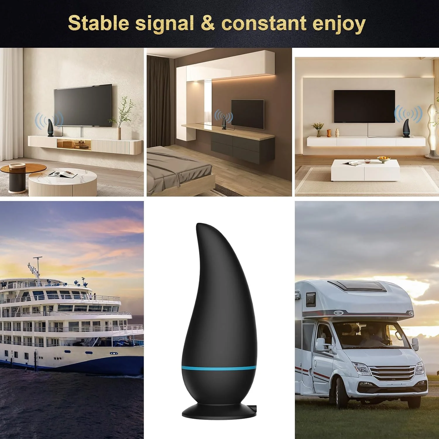 آنتن تلویزیون داخلی 2025 - دیجیتال HD 8K 4K 1080P برای فضای باز و داخل خانه، برد 750+ مایل، آنتن سیگنال تقویت شده، کابل کواکسیال 32FT، برای تلویزیون های هوشمند و قدیمی و کانال های محلی رایگان