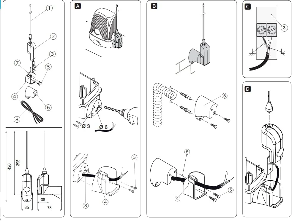 آنتن خارجی حرفه ای CAME TOP-A433N با فرکانس 433.92 مگاهرتز، آنتن هوایی گیرنده 50 اهم با کابل بسیار بلند 5 متری RG58 برای اپراتورهای درب اتوماتیک تا برد 200 متر با نصب روی براکت آنتن خارجی حرفه ای CAME TOP-A433N با فرکانس 433.92 مگاهرتز، آنتن هوایی گیرنده 50 اهم با کابل بسیار بلند 5 متری RG58 برای اپراتورهای درب اتوماتیک تا برد 200 متر با نصب روی براکت