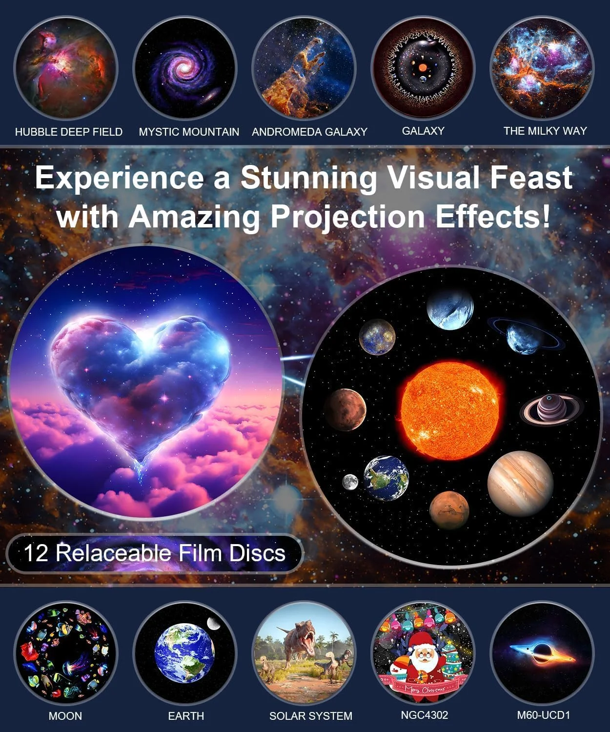 پروژکتور کهکشانی برای اتاق خواب، پروژکتور ستاره ای 12 در 1، نور شب سحابی HD، پروژکتور آسمان نما با تایمر، لامپ کهکشانی فضایی LED برای بزرگسالان، کودکان و خردسالان پروژکتور کهکشانی برای اتاق خواب، پروژکتور ستاره ای 12 در 1، نور شب سحابی HD، پروژکتور آسمان نما با تایمر، لامپ کهکشانی فضایی LED برای بزرگسالان، کودکان و خردسالان