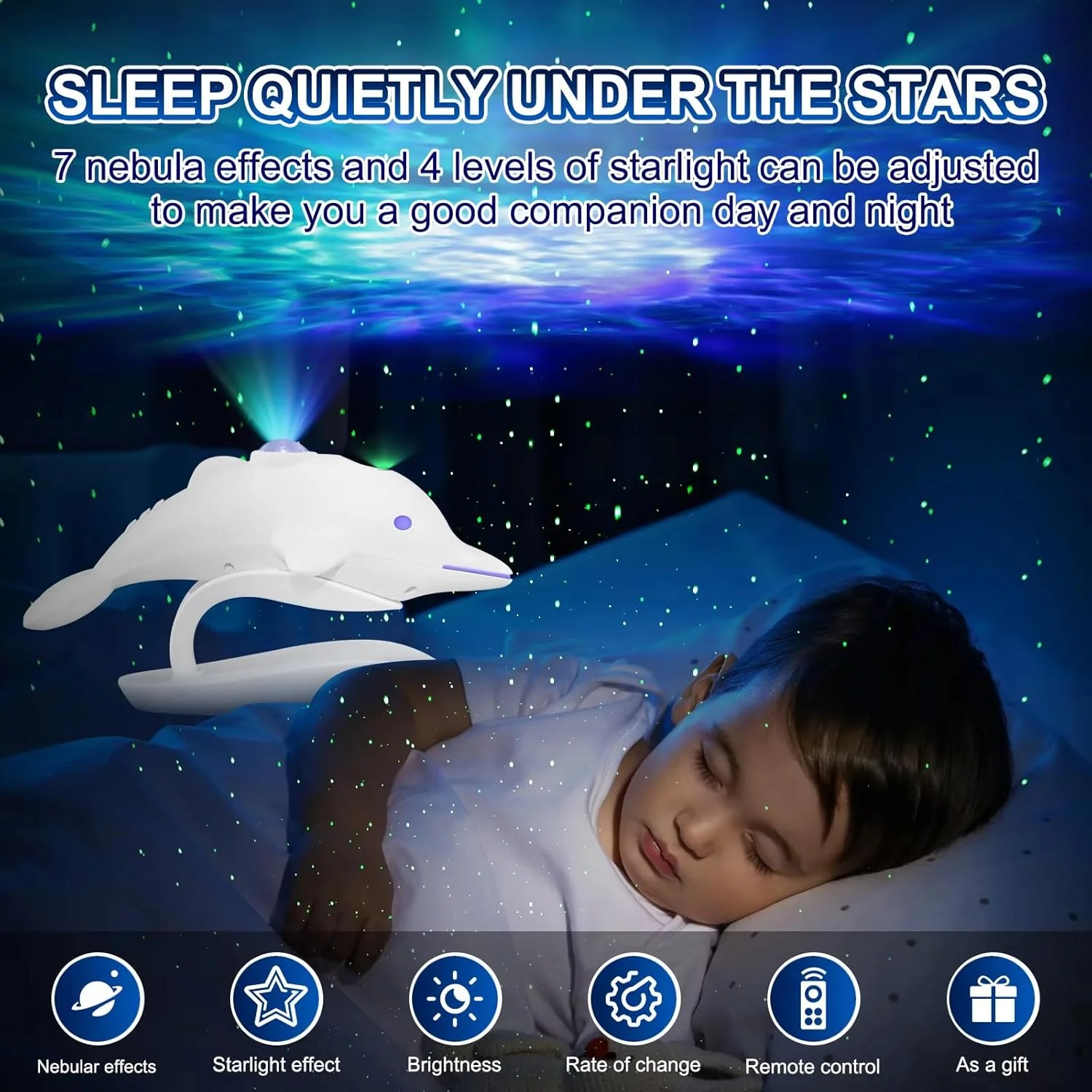 پروژکتور کهکشانی ستاره ای FESTIVE LIGHTS - چراغ خواب LED با رنگ/روشنایی قابل تنظیم به همراه کنترل از راه دور، 23.1 سانتی متر x 12.2 سانتی متر x 13.2 سانتی متر - ایده آل برای اتاق خواب کودکان، اتاق نشیمن