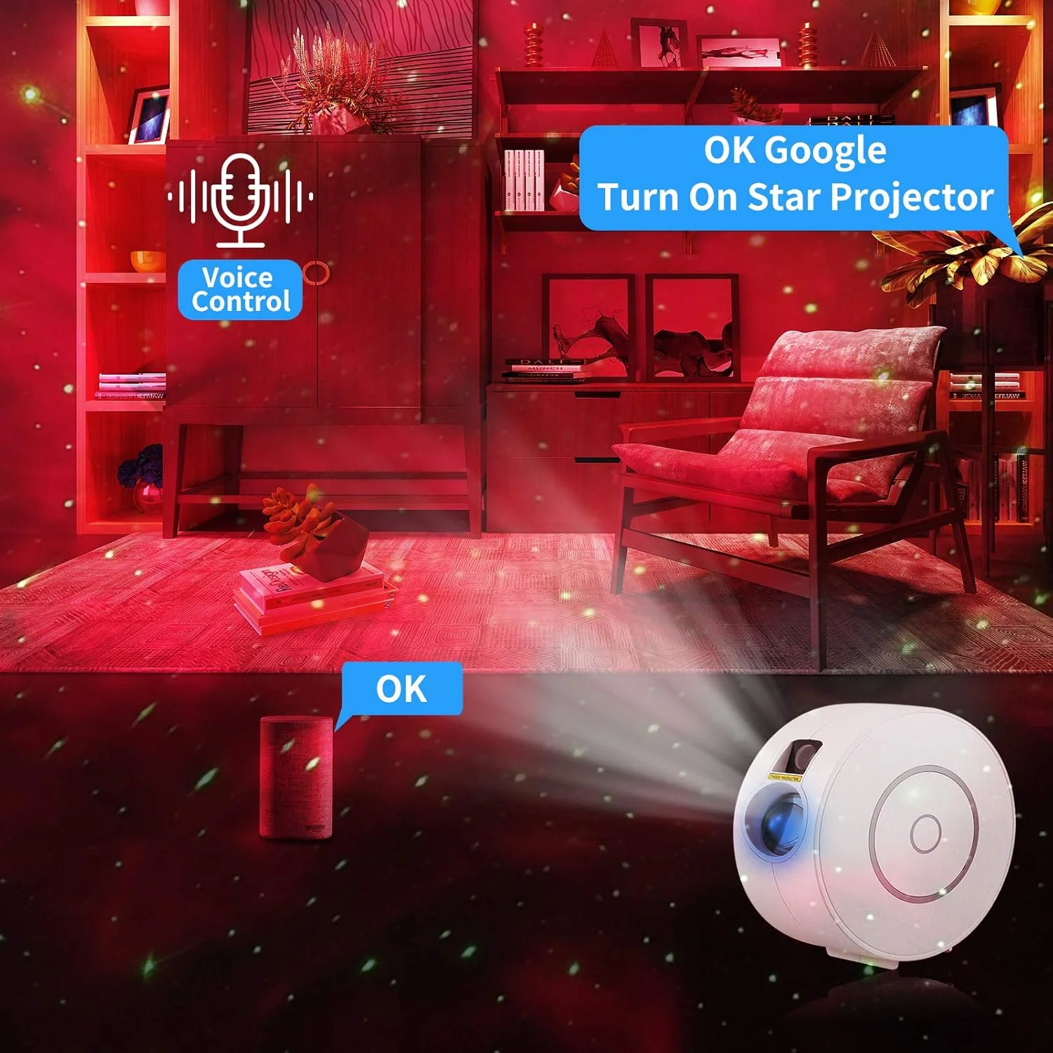 پروژکتور ستاره ای هوشمند کهکشانی ENZO KEN، سازگار با الکسا و گوگل هوم، کنترل از طریق اپلیکیشن/صوتی، نور شب کودکانه برای اتاق خواب/بار/مهمانی پروژکتور ستاره ای هوشمند کهکشانی ENZO KEN، سازگار با الکسا و گوگل هوم، کنترل از طریق اپلیکیشن/صوتی، نور شب کودکانه برای اتاق خواب/بار/مهمانی