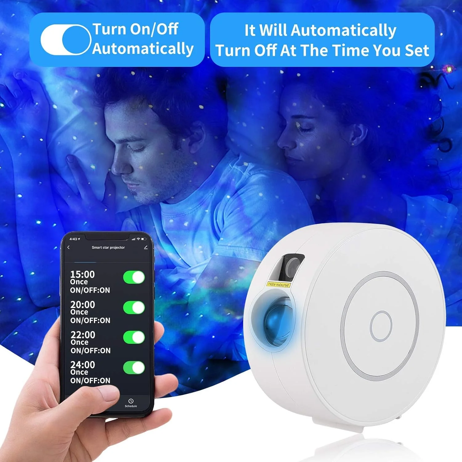 پروژکتور ستاره ای هوشمند کهکشانی ENZO KEN، سازگار با الکسا و گوگل هوم، کنترل از طریق اپلیکیشن/صوتی، نور شب کودکانه برای اتاق خواب/بار/مهمانی پروژکتور ستاره ای هوشمند کهکشانی ENZO KEN، سازگار با الکسا و گوگل هوم، کنترل از طریق اپلیکیشن/صوتی، نور شب کودکانه برای اتاق خواب/بار/مهمانی