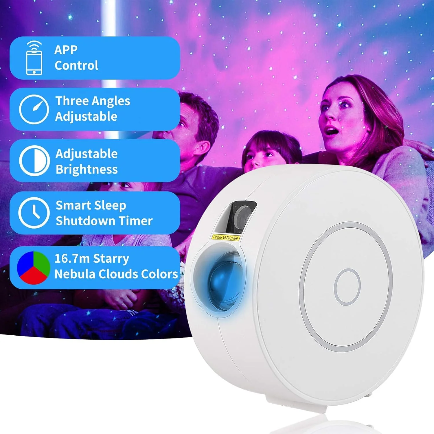 پروژکتور ستاره ای هوشمند کهکشانی ENZO KEN، سازگار با الکسا و گوگل هوم، کنترل از طریق اپلیکیشن/صوتی، نور شب کودکانه برای اتاق خواب/بار/مهمانی پروژکتور ستاره ای هوشمند کهکشانی ENZO KEN، سازگار با الکسا و گوگل هوم، کنترل از طریق اپلیکیشن/صوتی، نور شب کودکانه برای اتاق خواب/بار/مهمانی