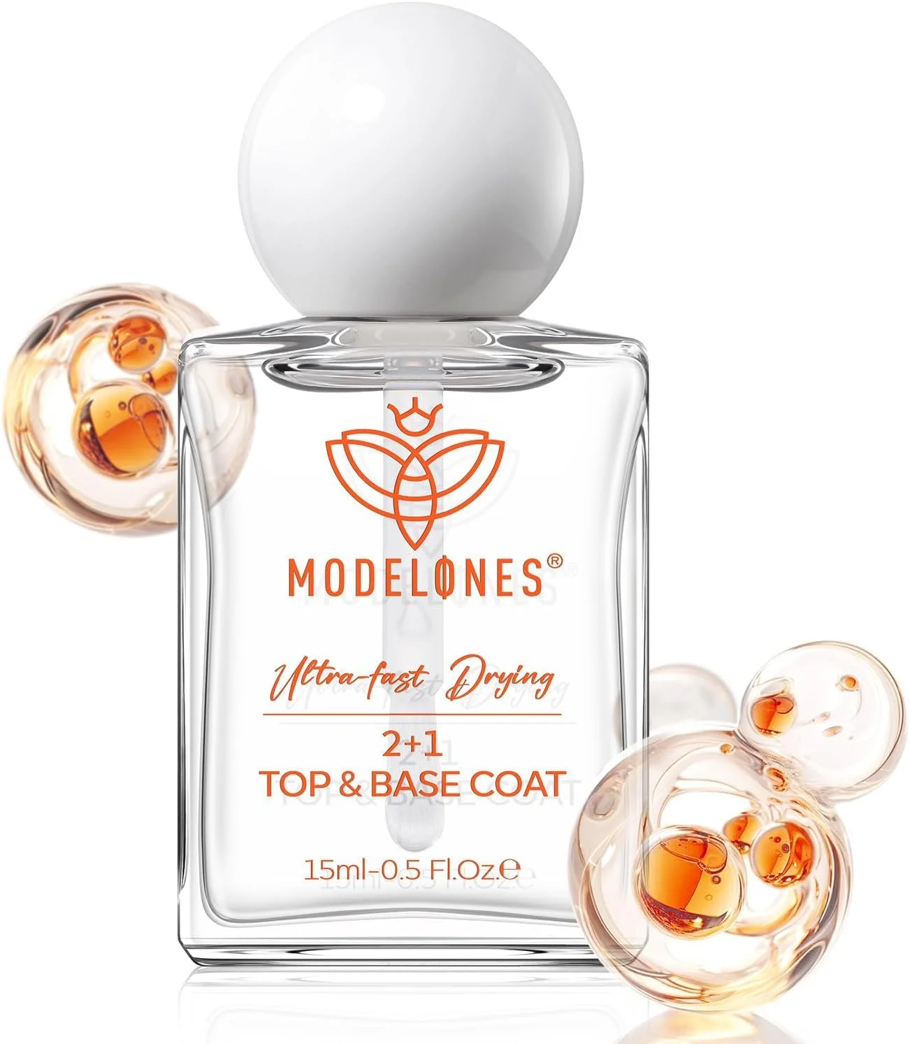 لاک ناخن سه کاره مدلونز: تاپ کت، بیس کت و تقویت کننده ناخن، 15 میل، لاک ناخن شفاف، خشک شدن سریع، ماندگاری طولانی، درخشش، مقاوم در برابر لب پر شدن و محو شدن، محافظت و مراقبت از ناخن، هدیه برای خانم ها