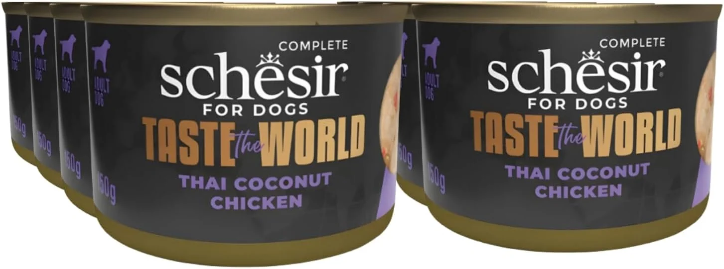 غذای کامل سگ شسیر طعم دنیا - مرغ نارگیلی تایلندی 150 گرمی (8 عدد)