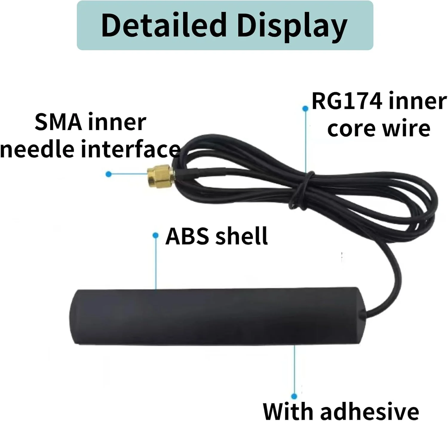 آنتن GSM با بهره بالا Eujgoov 5G با رابط SMA - 8DBI، نصب چسبی، مشکی